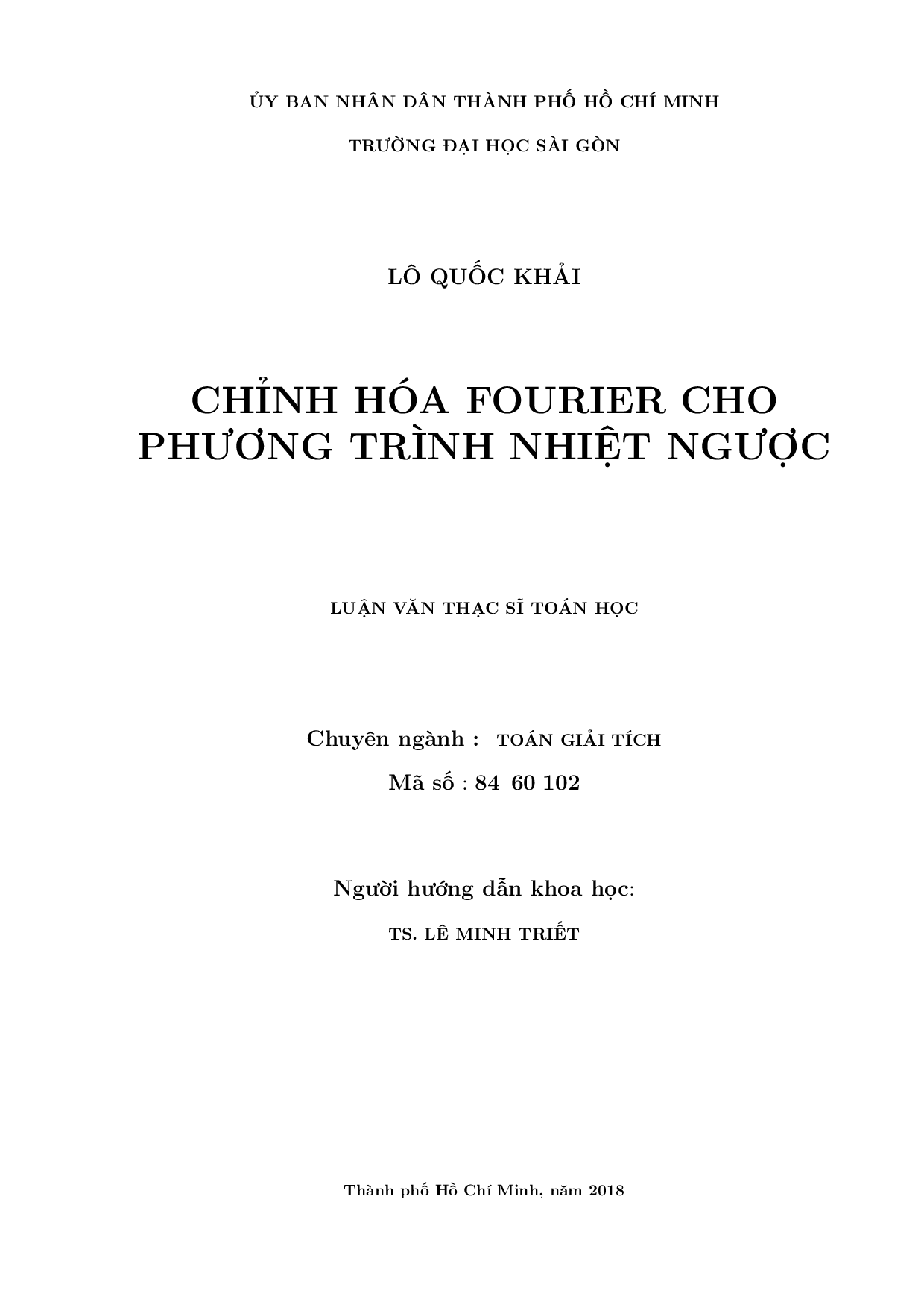 Chỉnh hóa Fourier cho bài toán nhiệt ngược  