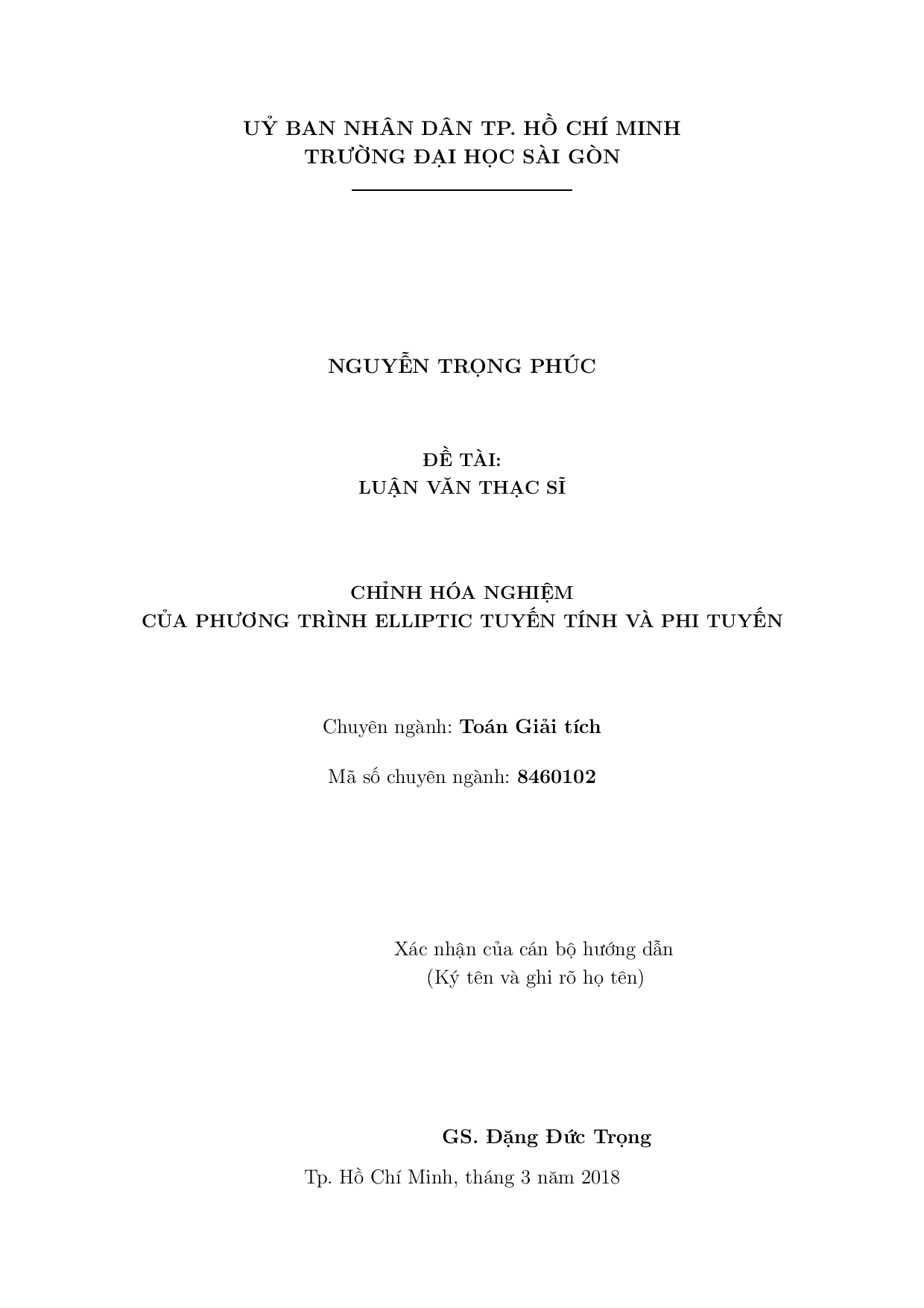 Chỉnh hóa nghiệm của phương trình elliptic tuyến tính và phi tuyến  