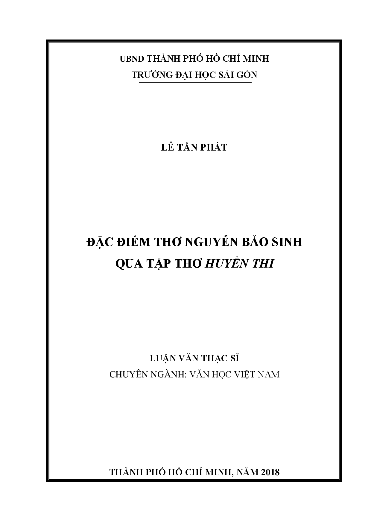 Đặc điểm thơ Nguyễn Bảo Sinh qua tập thơ "Huyền Thi"  