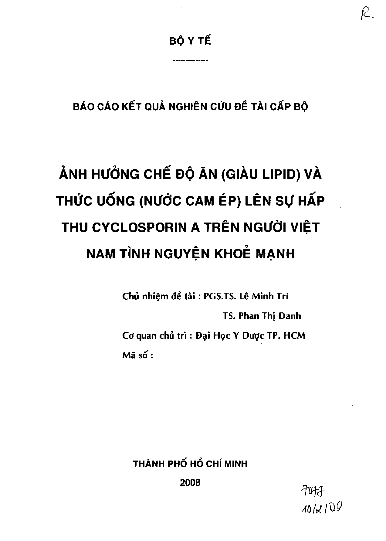 Ảnh hưởng chế độ ăn (giàu lipid) và thức uống (nước cam ép) lên sự hấp thu cyclosporin A trên người Việt Nam tình nguyện khỏe mạnh  