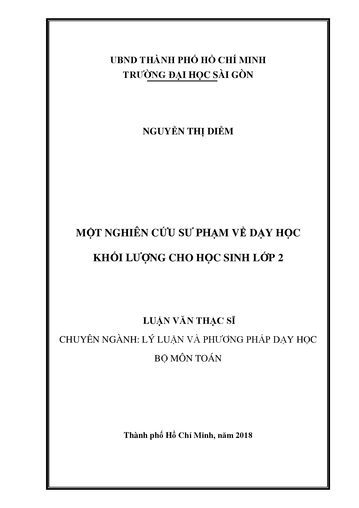 Một nghiên cứu sư phạm về dạy học khối lượng cho học sinh lớp 2  