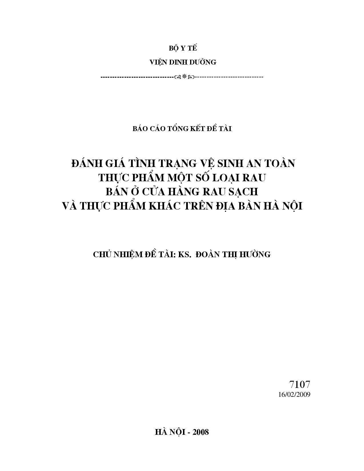 Đánh giá tình trạng vệ sinh an toàn thực phẩm một số loại rau bán ở cửa hàng rau sạch và thực phẩm khác trên địa bàn Hà Nội  