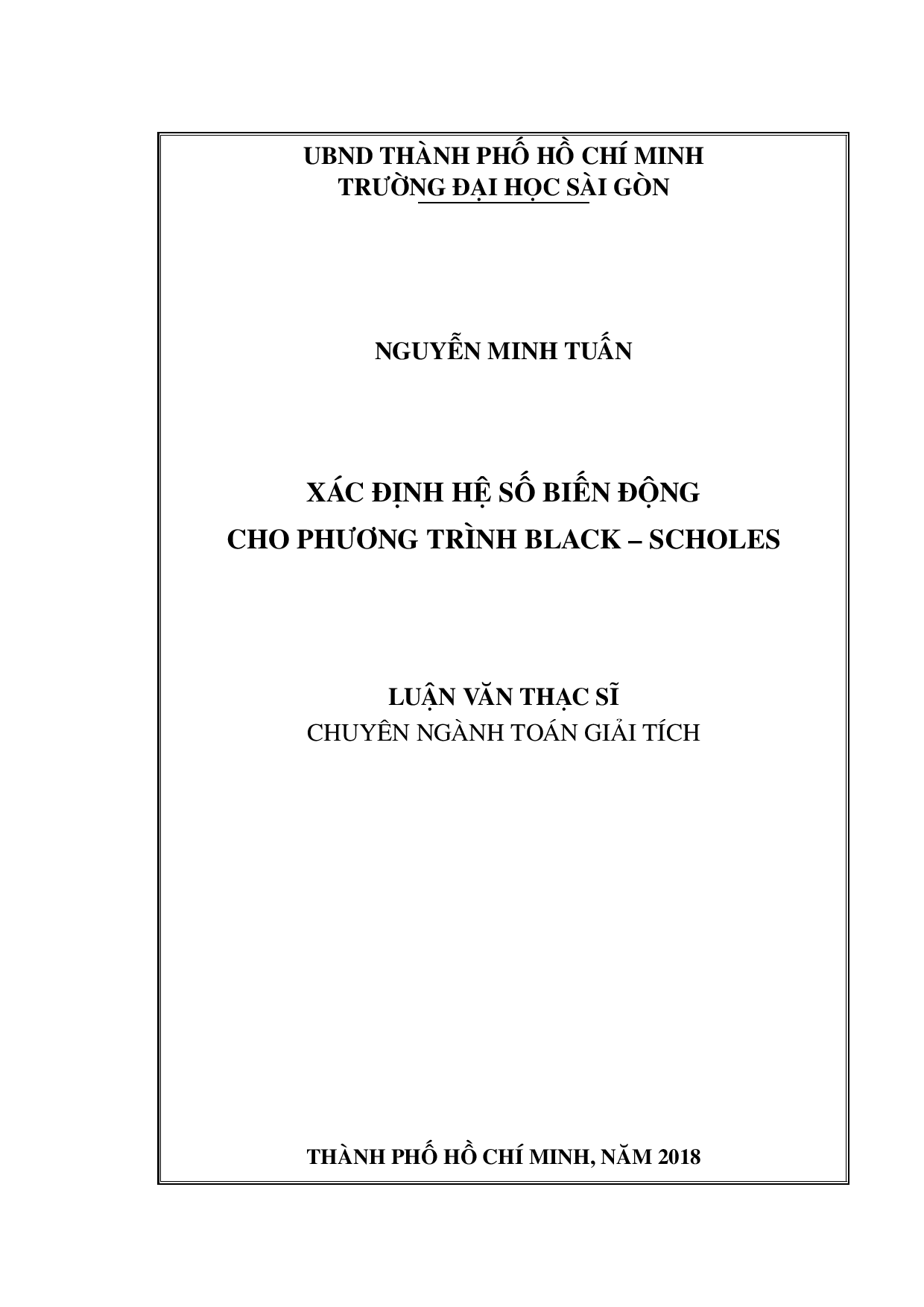 Xác định hệ số biến động cho phương trình Black-Scholes  