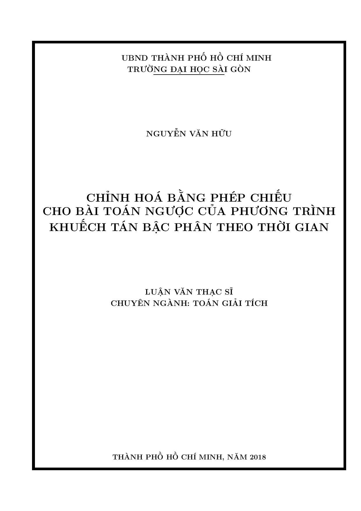 Chỉnh hóa bằng phép chiếu cho bài toán ngược của phương trình khuyếch tán bậc phân theo thời gian  