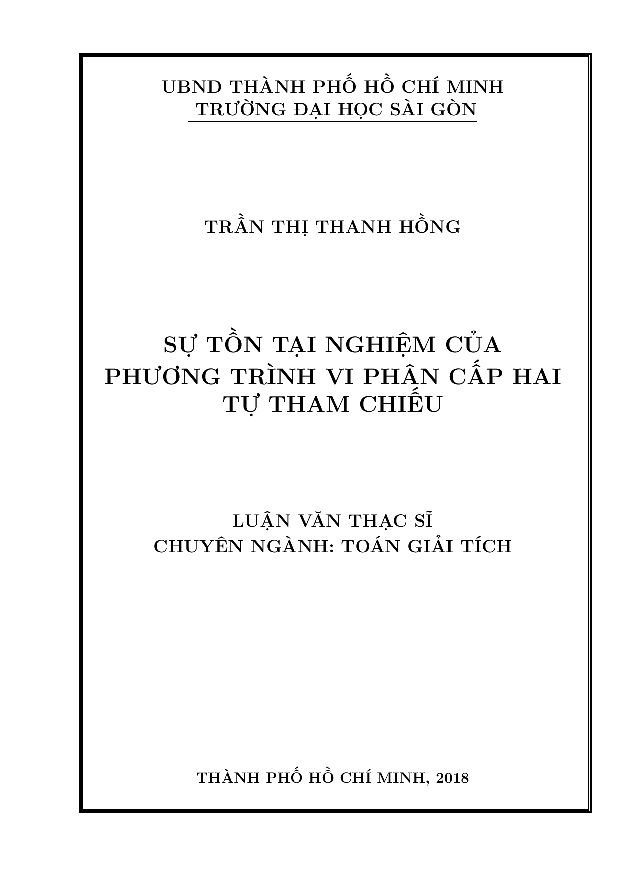 Sự tồn tại nghiệm của phương trình vi phân cấp hai tự tham chiếu  