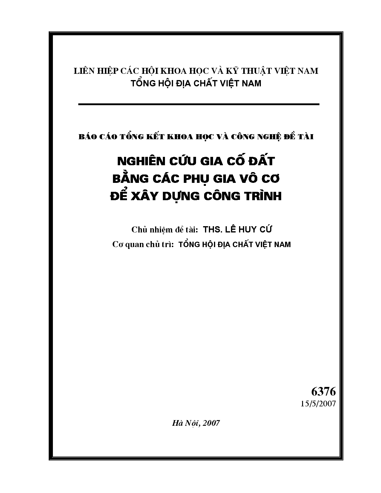 Nghiên cứu gia cố đất bằng các phụ gia vô cơ để xây dựng công trình  