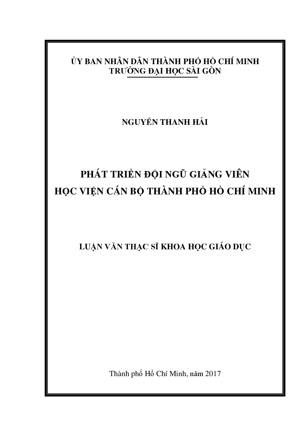 Phát triển đội ngũ giảng viên Học viện cán bộ Thành phố Hồ Chí Minh  