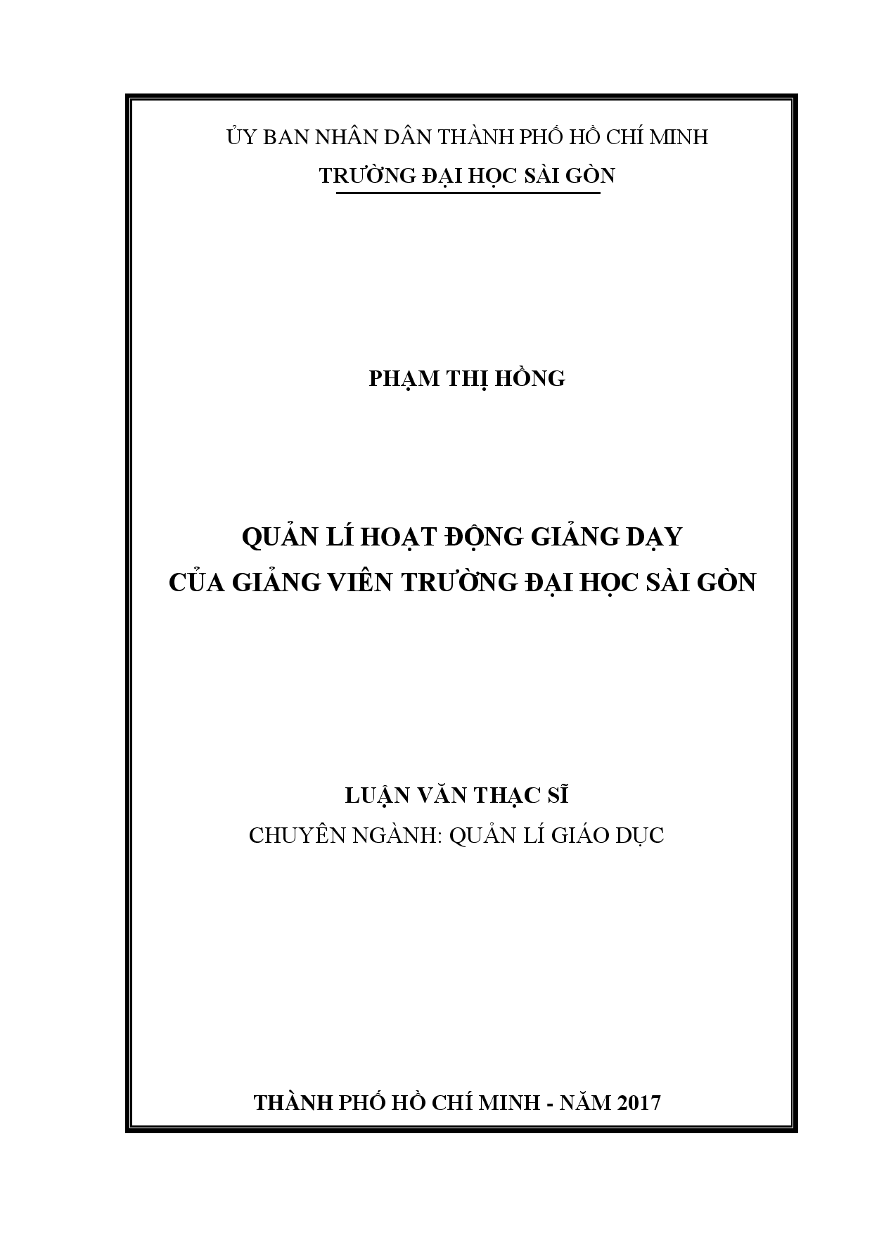 Quản lí hoạt động giảng dạy của giảng viên trường Đại học Sài Gòn  