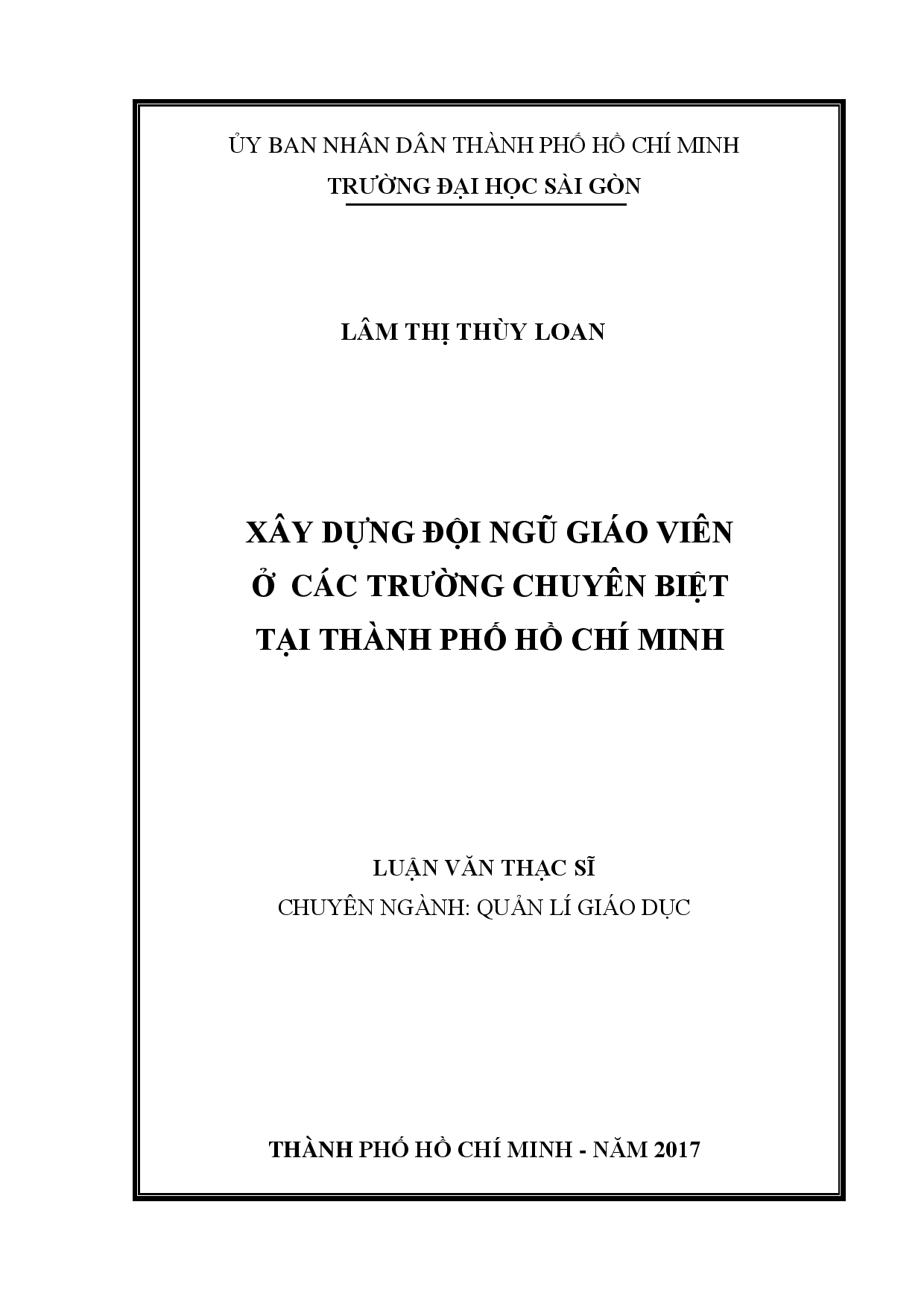 Xây dựng đội ngũ giáo viên ở các trường chuyên biệt tại Thành phố Hồ Chí Minh  