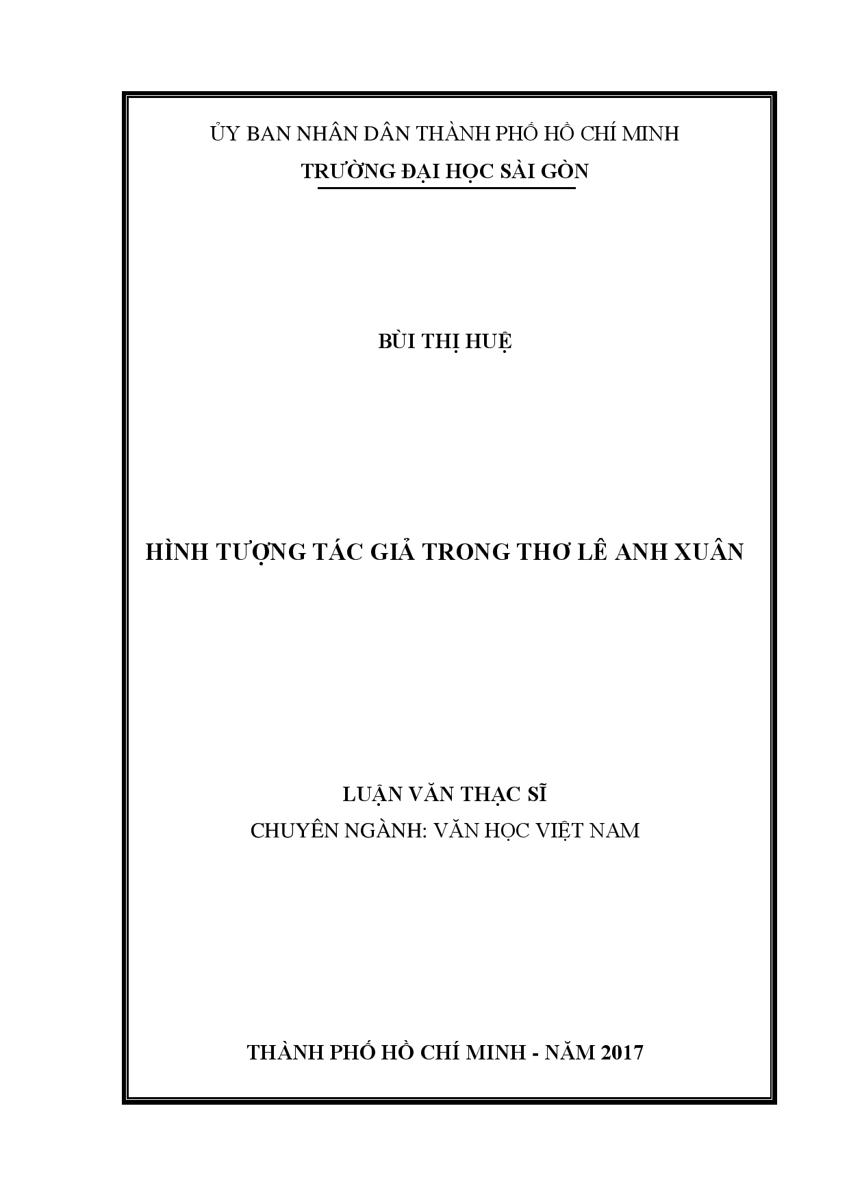 Hình tượng tác giả trong thơ Lê Anh Xuân  