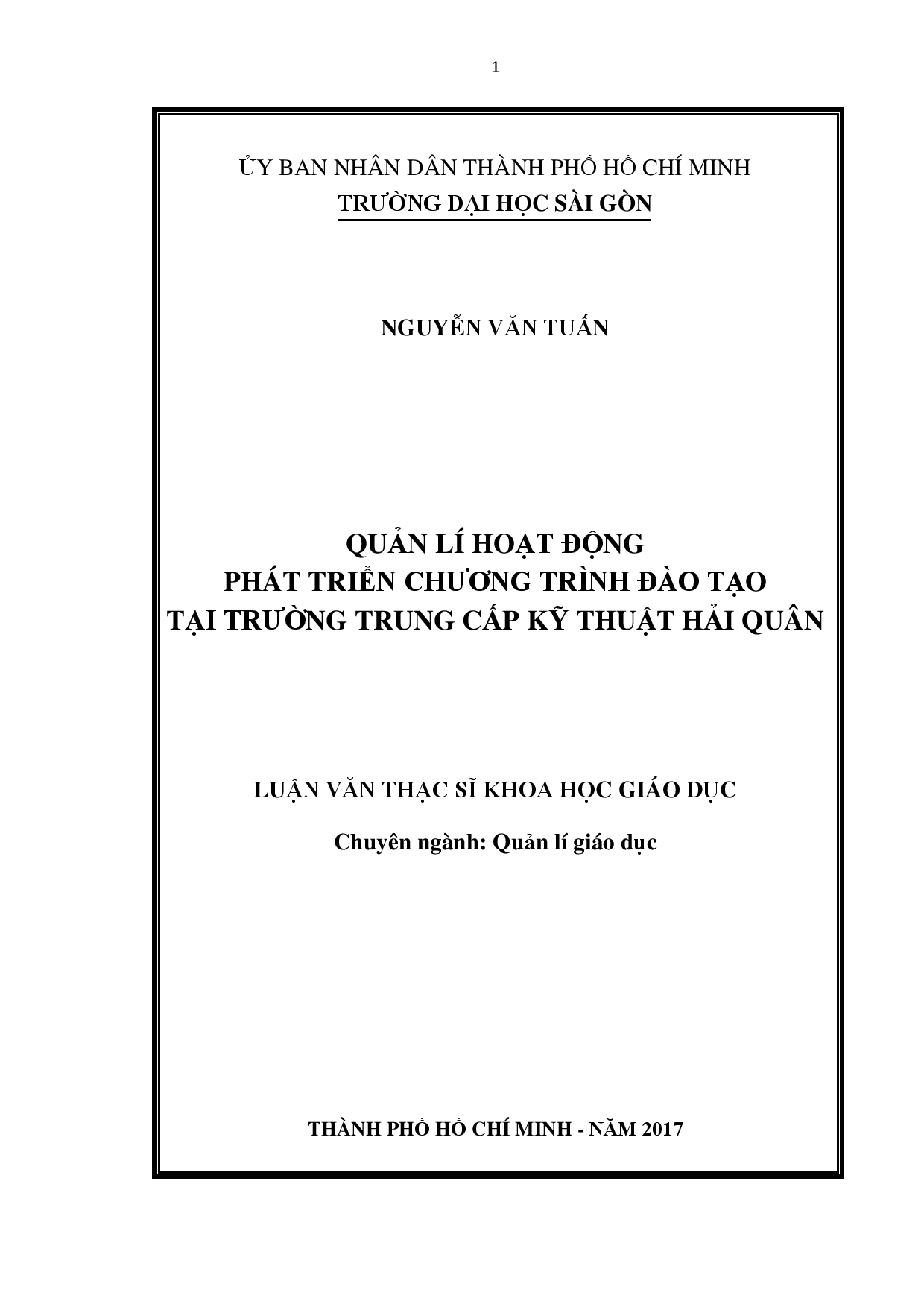 Quản lí hoạt động phát triển chương trình đào tạo tại trường trung cấp kỹ thuật Hải quân  