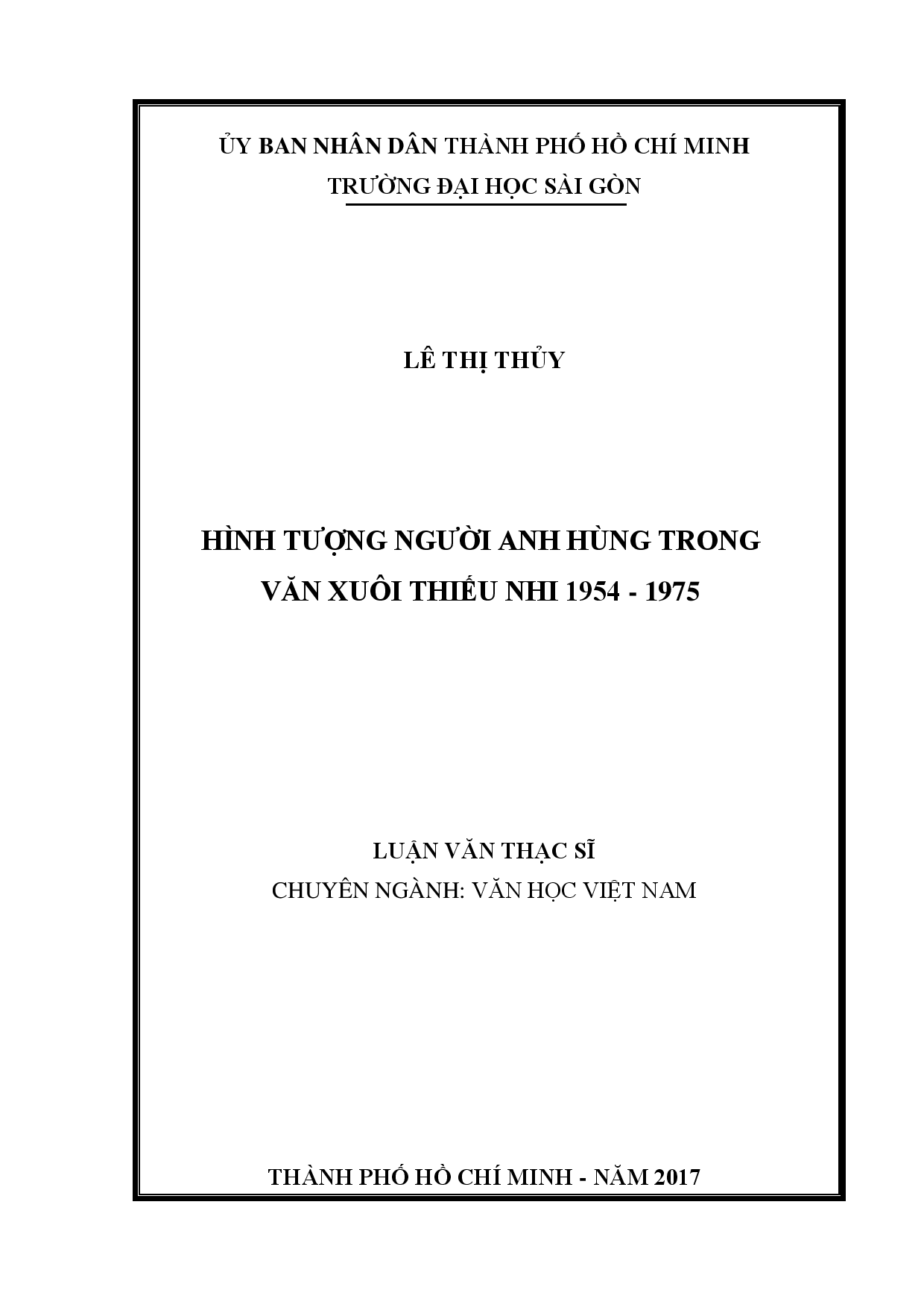 Hình tượng người anh hùng trong văn xuôi thiếu nhi 1954 - 1975  