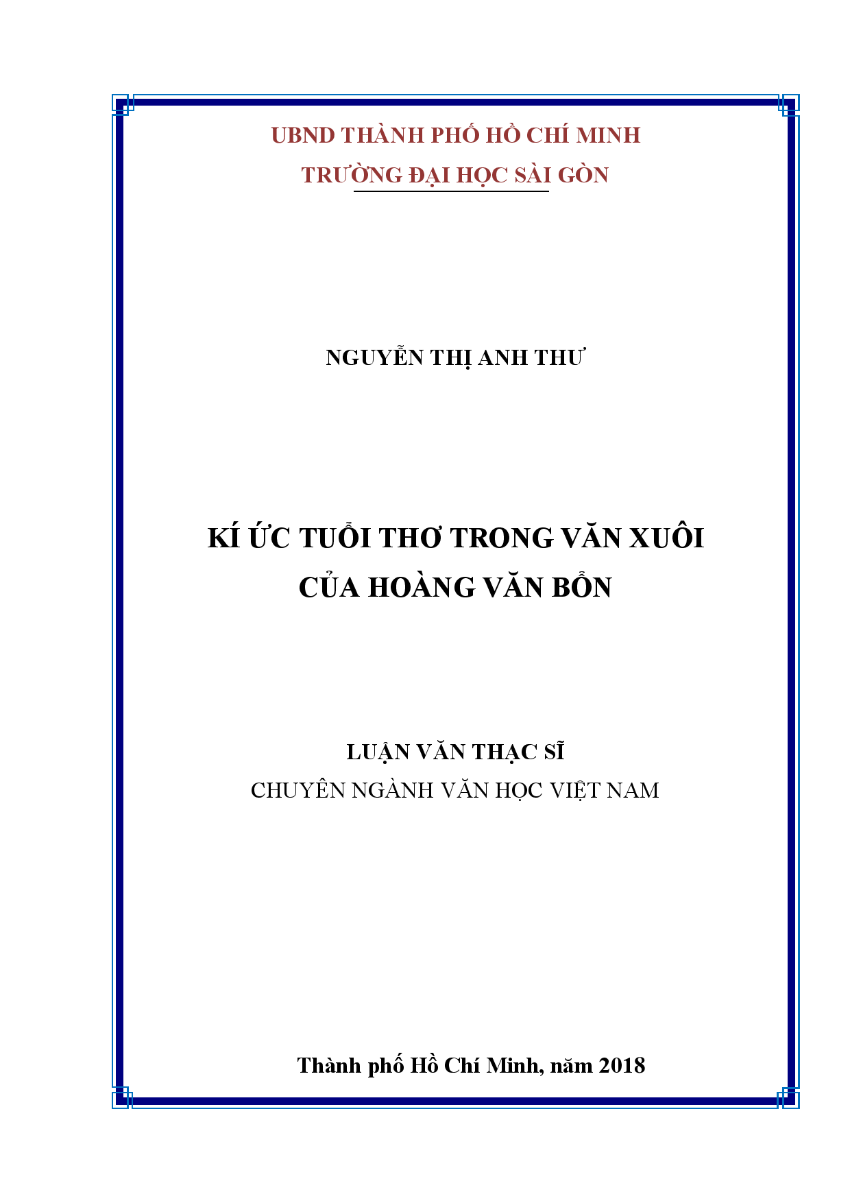 Kí ức tuổi thơ trong văn xuôi Hoàng Văn Bổn  