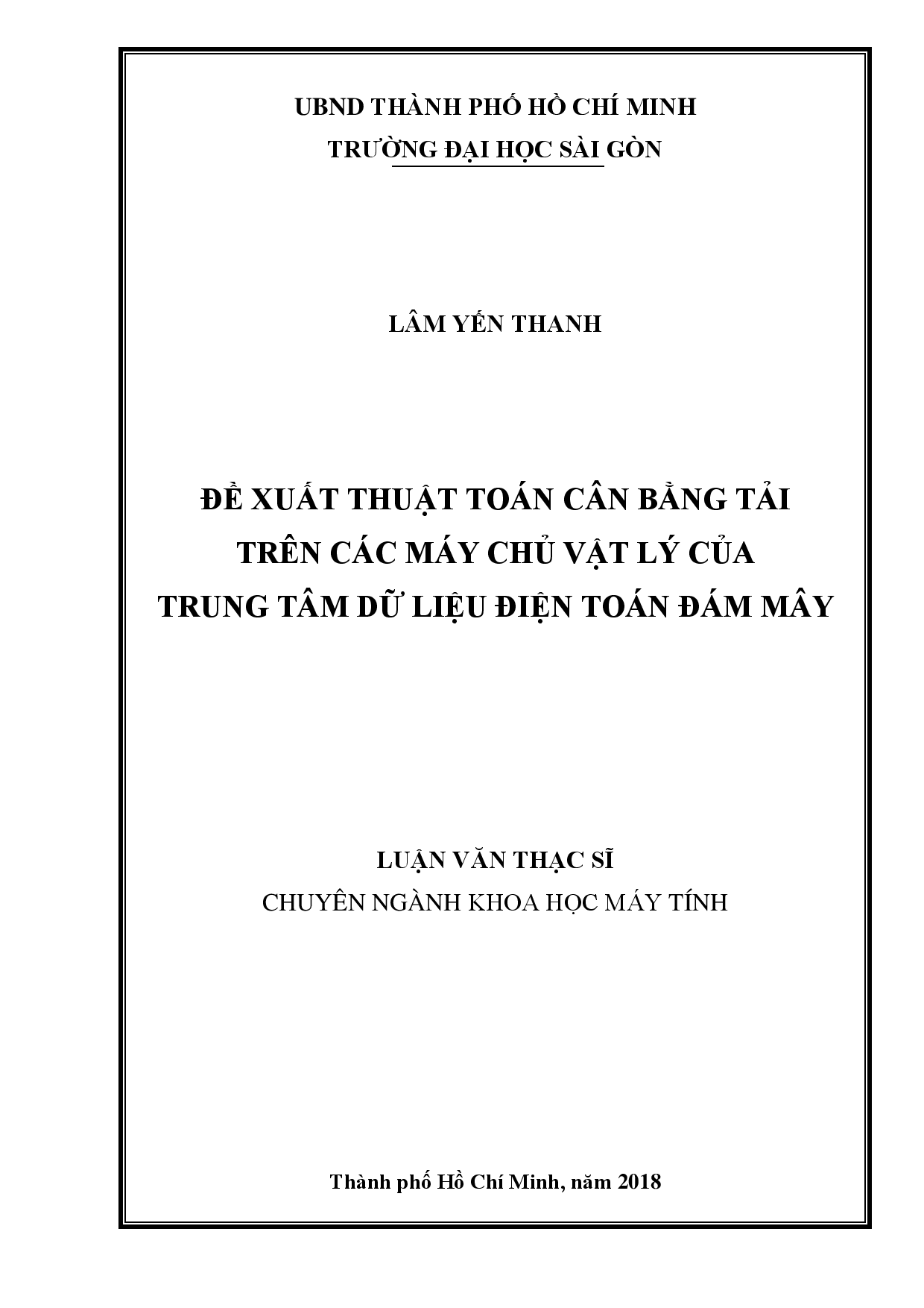 Đề xuất thuật toán cân bằng tải trên các máy chủ vật lý của trung tâm dữ liệu điện toán đám mây  