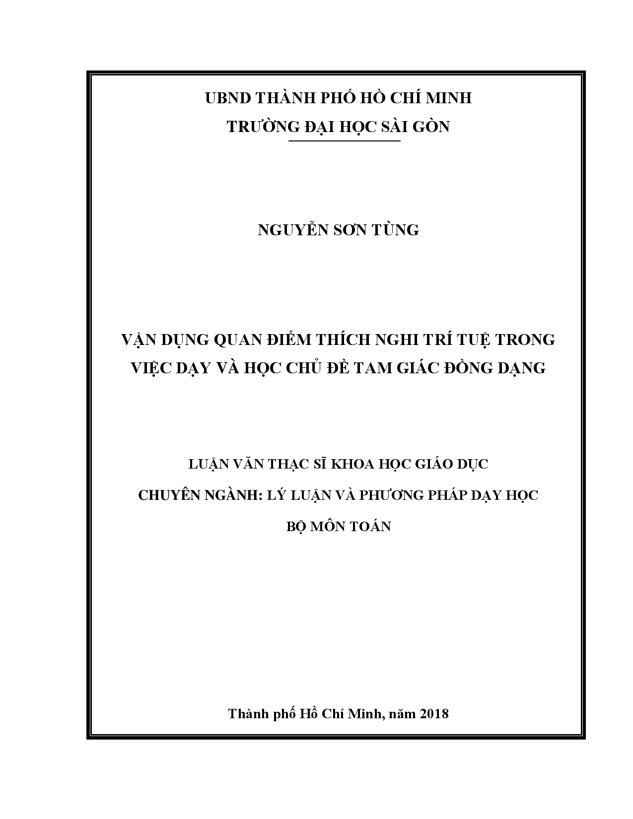 Vận dụng quan điểm thích nghi trí tuệ trong việc dạy và học chủ đề tam giác đồng dạng  