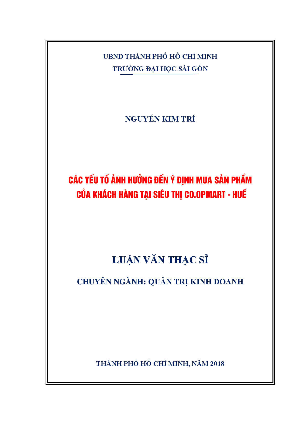 Các yếu tố ảnh hưởng đến ý định mua sản phẩm của khách hàng tại siêu thị Co.opmart - Huế  