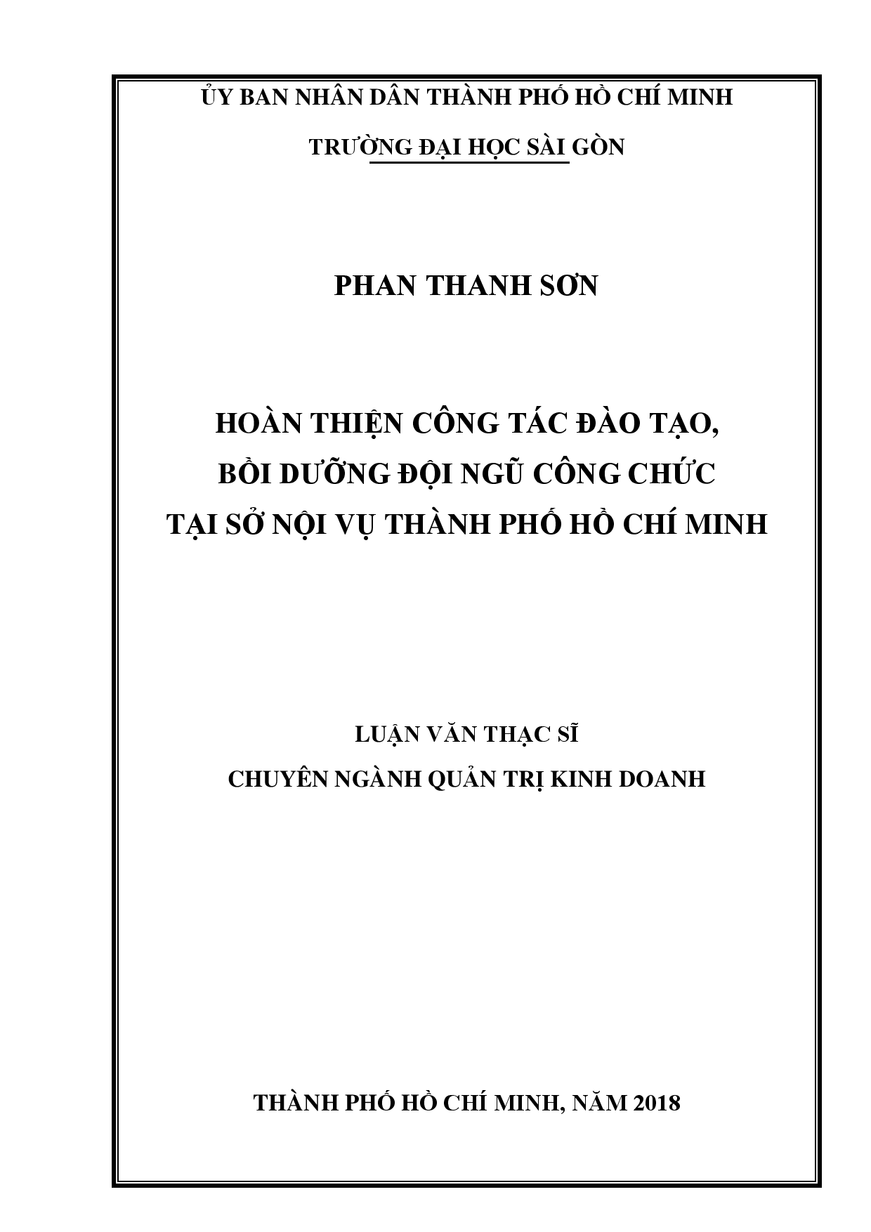 Hoàn thiện công tác đào tạo, bồi dưỡng đội ngũ công chức tại Sở Nội vụ thành phố Hồ Chí Minh  