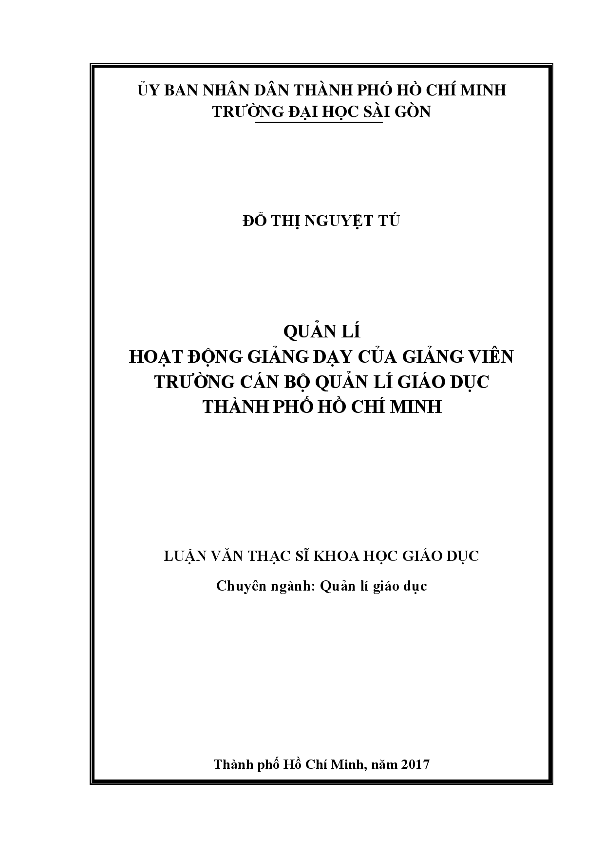 Quản lí hoạt động giảng dạy của giảng viên trường cán bộ quản lí giáo dục Thành phố Hồ Chí Minh  