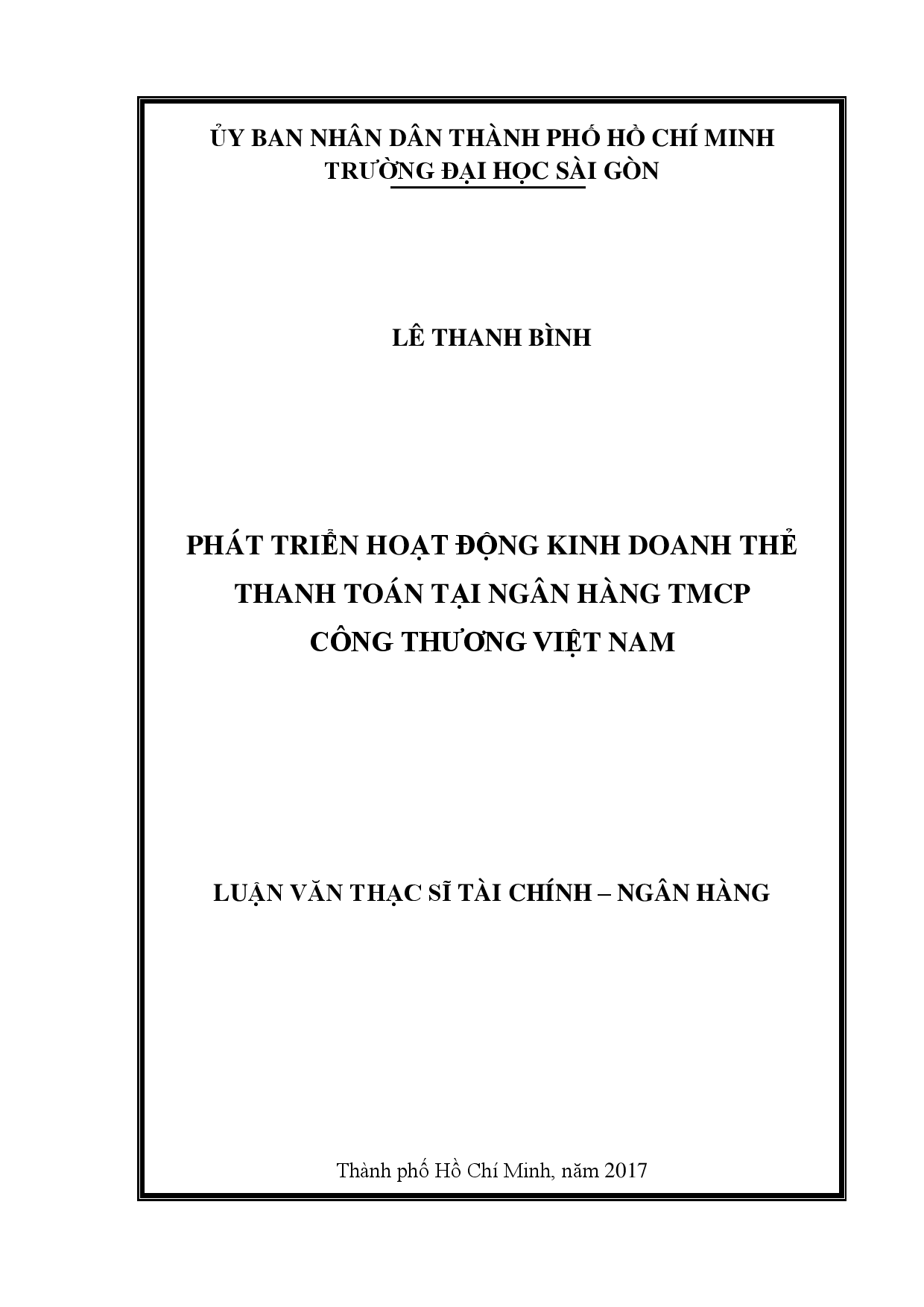 Phát triển hoạt động kinh doanh thẻ thanh toán tại ngân hàng TMCP công thương Việt Nam  