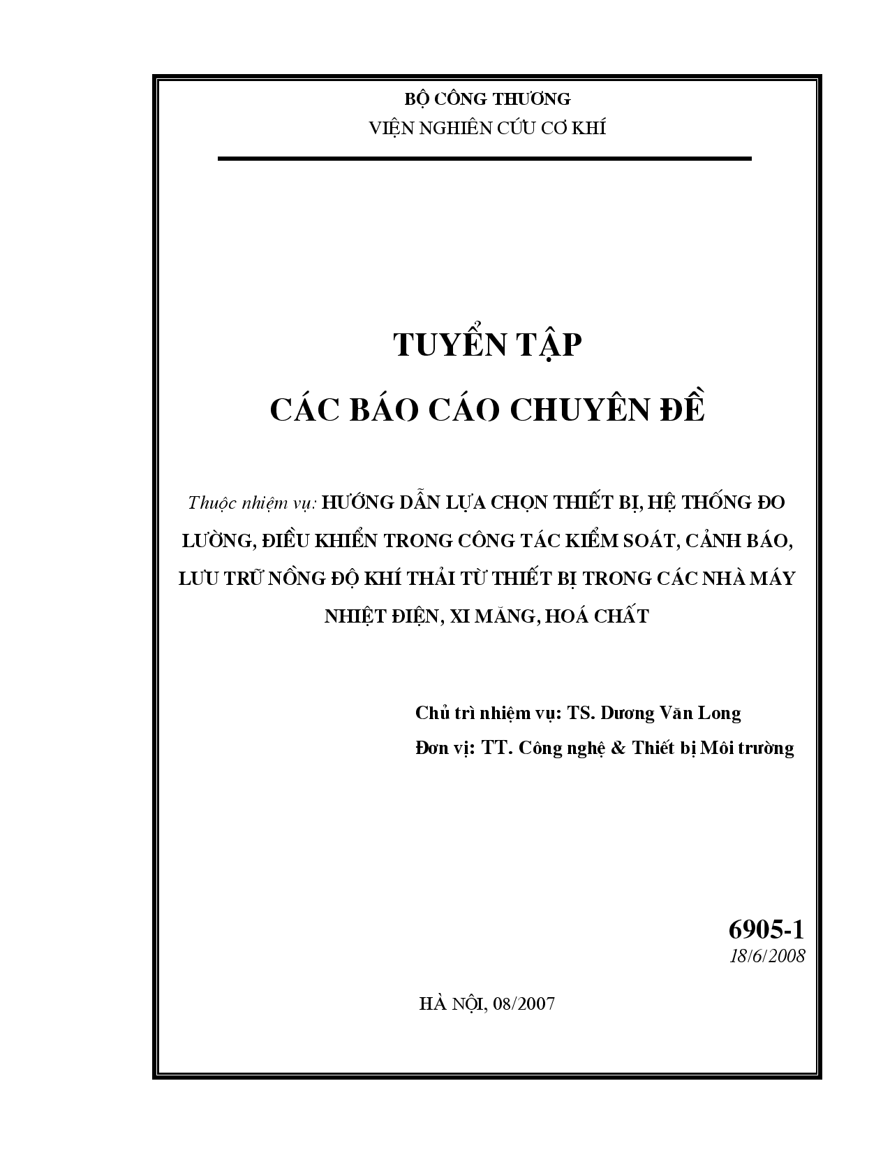 Hướng dẫn lựa chọn thiết bị, hệ thống đo lường, điều khiển trong công tác kiểm soát, cảnh báo, lưu trữ nồng độ khí thải từ thiết bị trong các nhà máy nhiệt điện, xi măng, hoá chất  