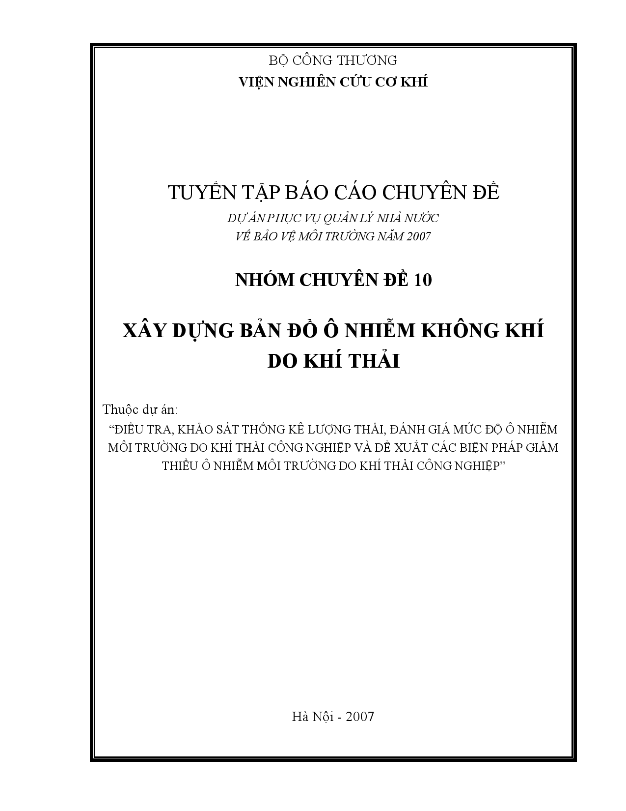 Xây dựng bản đồ ô nhiễm không khí do khí thải  