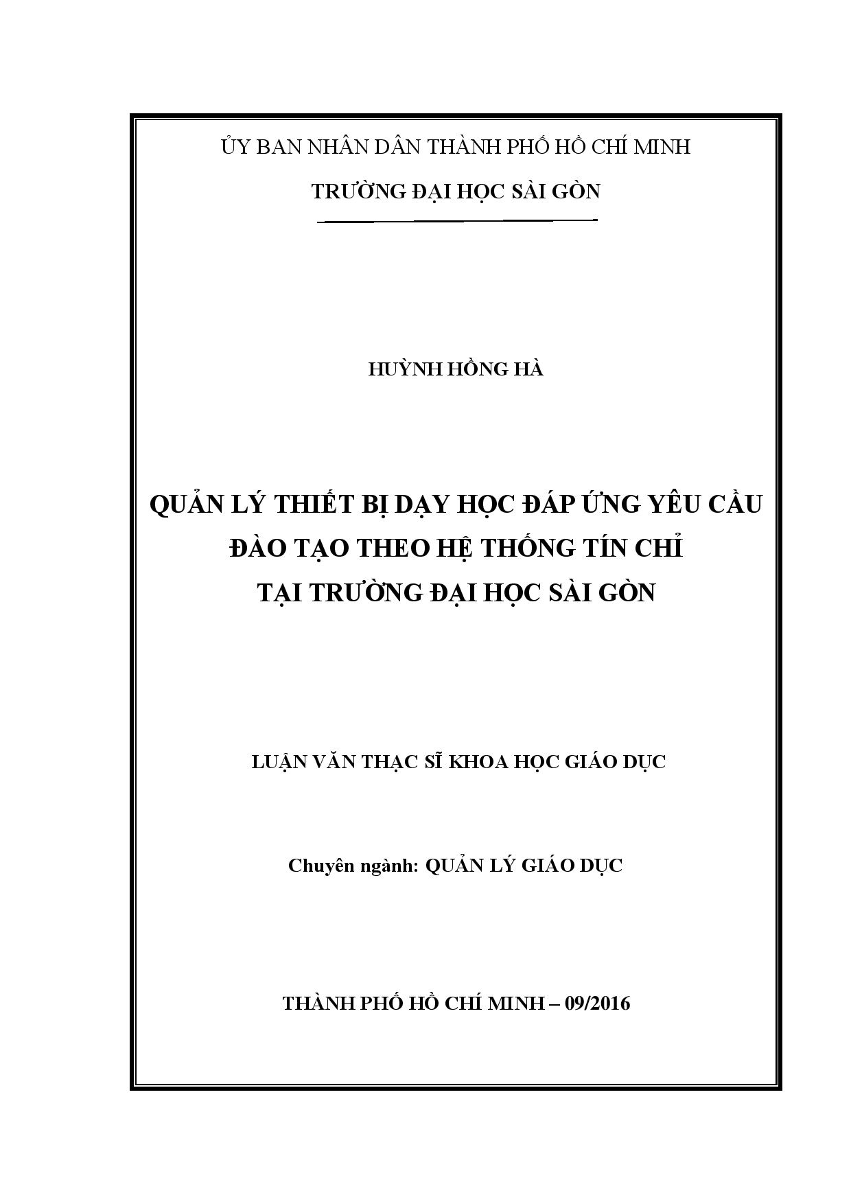 Quản lý thiết bị dạy học đáp ứng yêu cầu đào tạo theo hệ thống tín chỉ tại trường Đại học Sài Gòn  