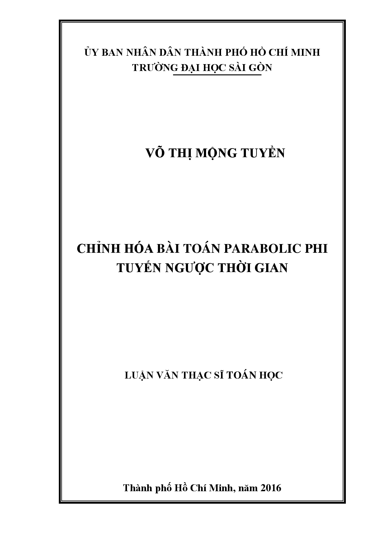 Chỉnh hóa bài toán parabolic phi tuyến ngược thời gian  