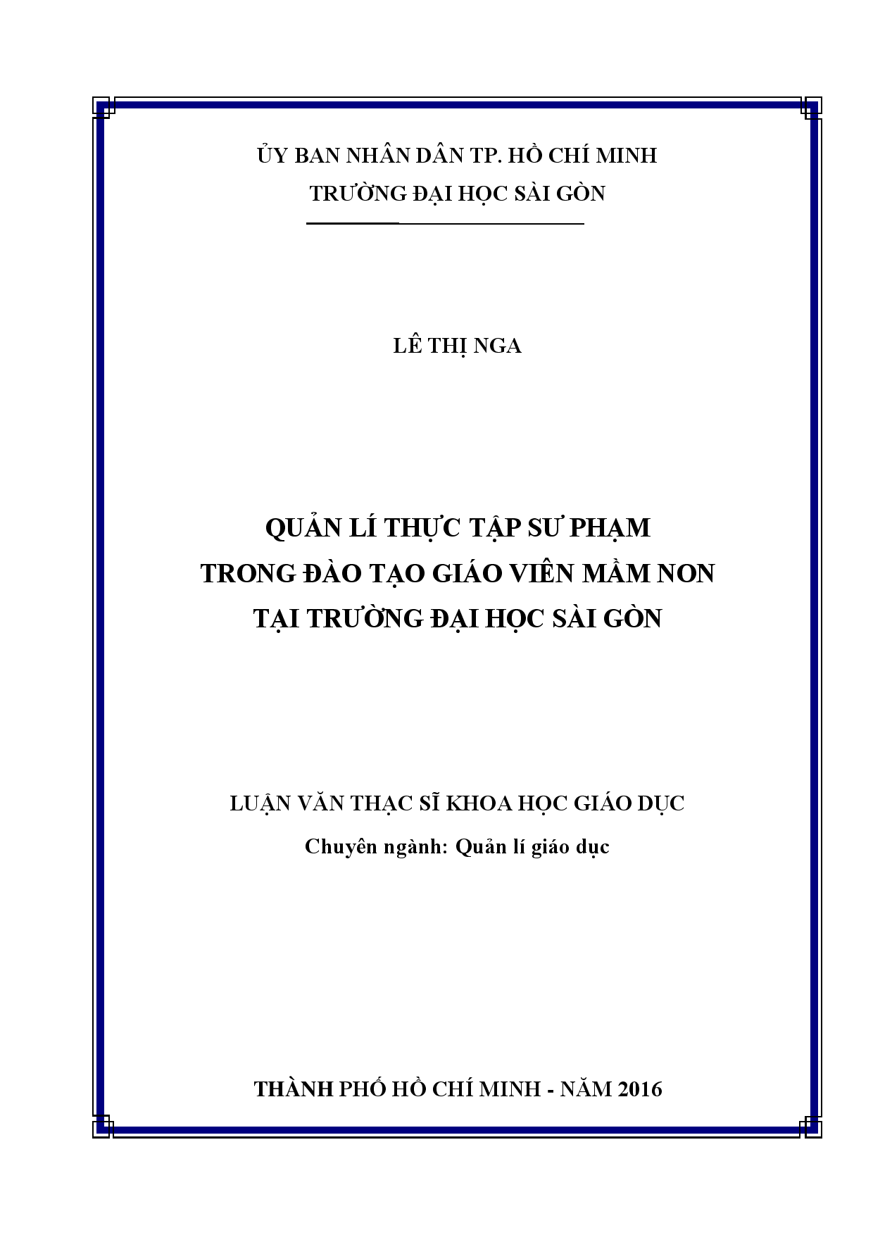 Quản lí thực tập sư phạm trong đào tạo giáo viên mầm non tại trường Đại học Sài Gòn  