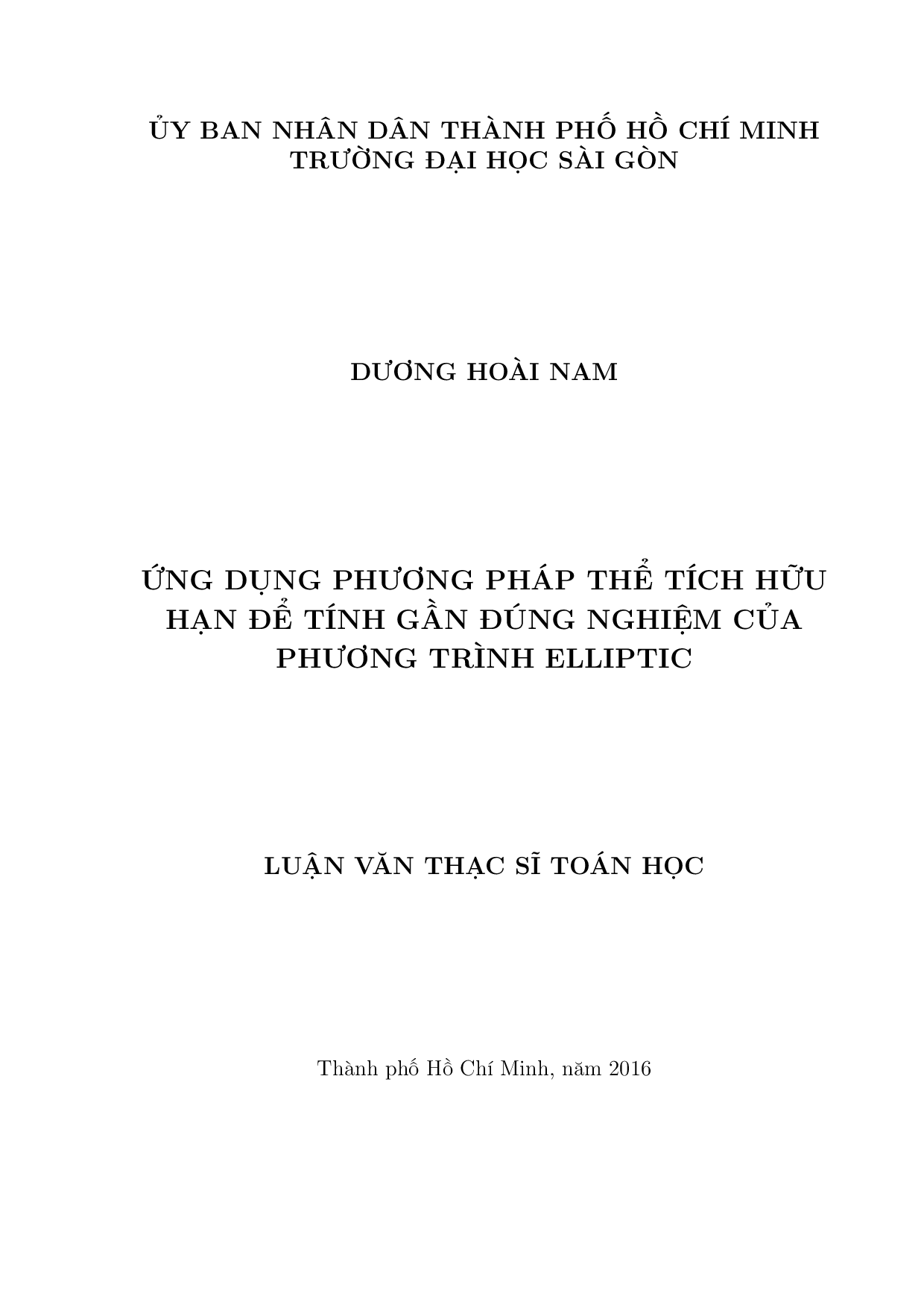 Ứng dụng phương pháp thể tích hữu hạn để tính gần đúng nghiệm của phương trình elliptic  