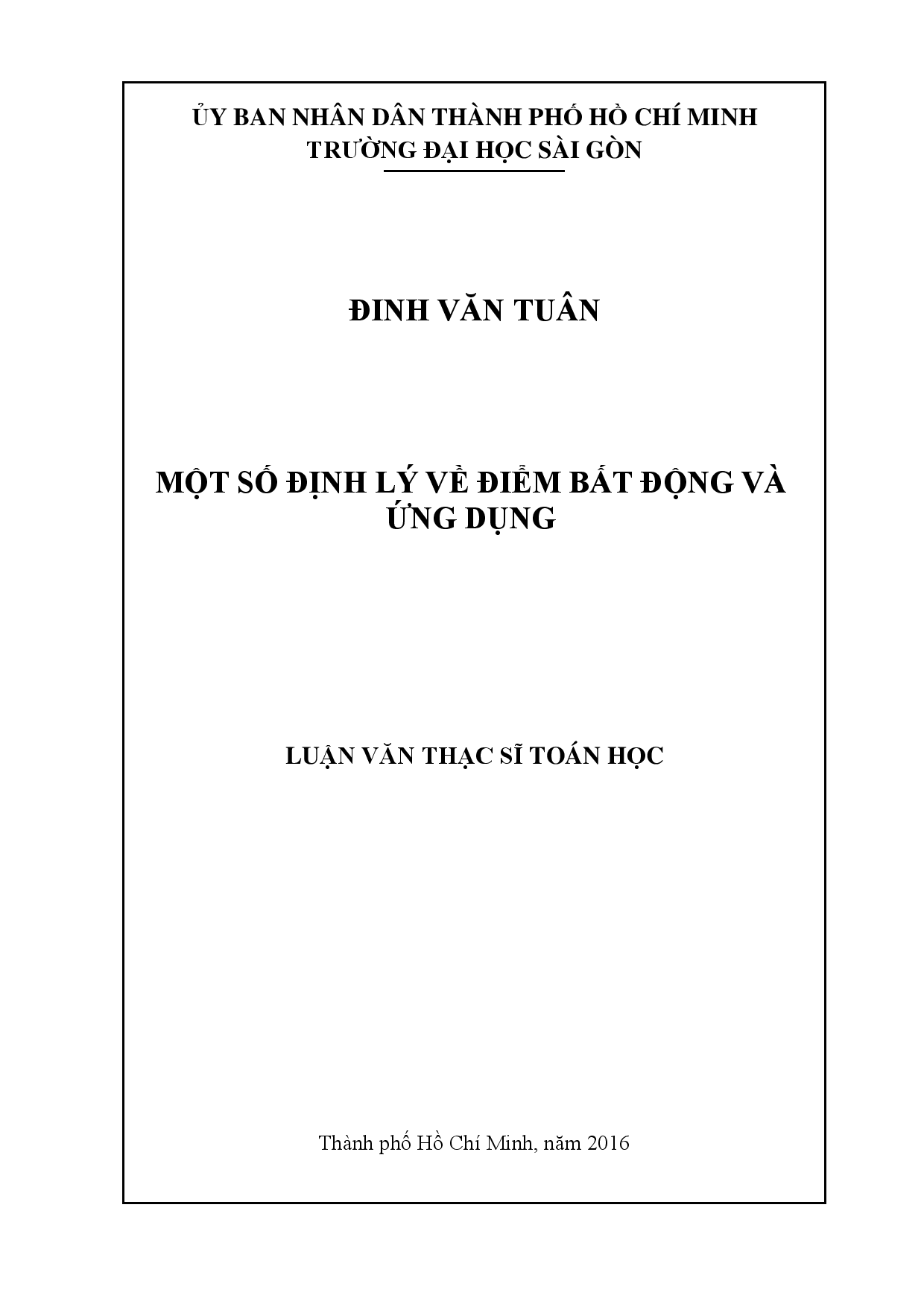 Một số định lý về điểm bất động và ứng dụng  