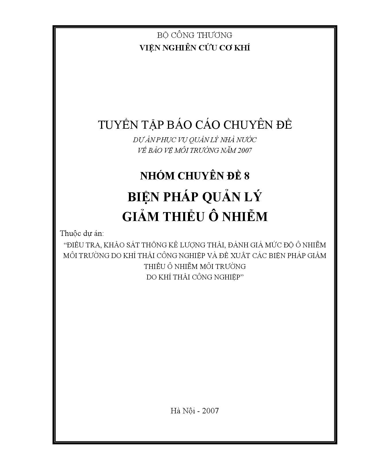 Biện pháp quản lý giảm thiểu ô nhiễm  