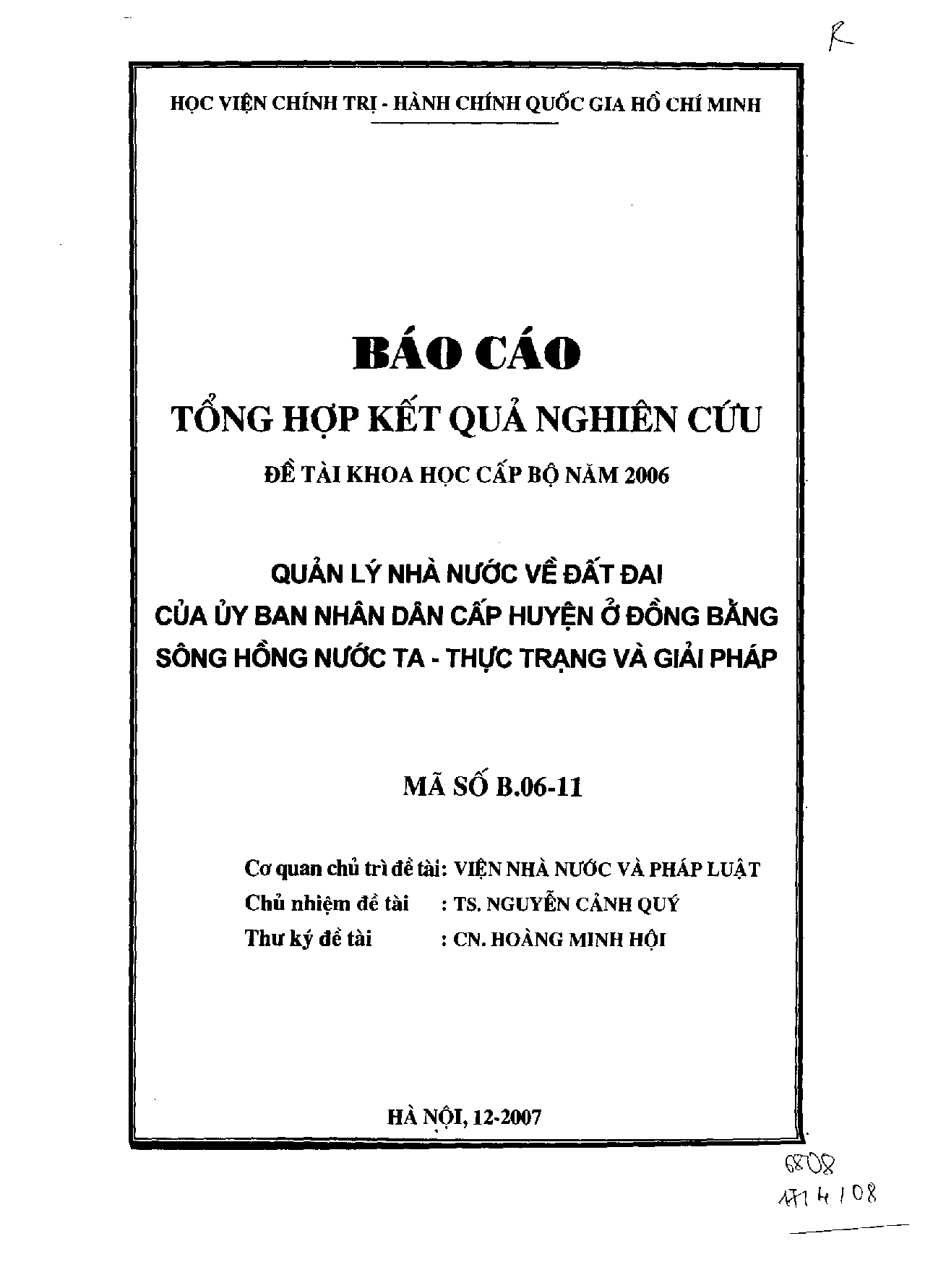 Quản lý nhà nước về đất đai của Ủy ban Nhân dân cấp huyện ở đồng bằng sông Hồng  nước ta - thực trạng và giải pháp  