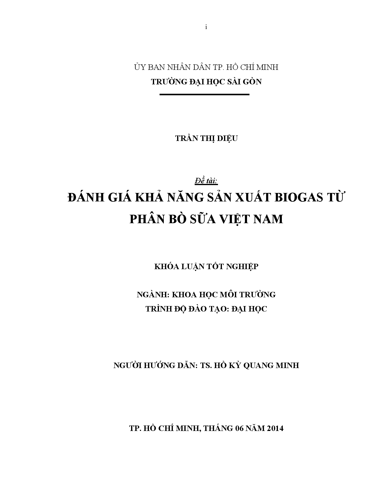 Đánh giá khả năng sản xuất biogas từ phân bò sữa Việt Nam  