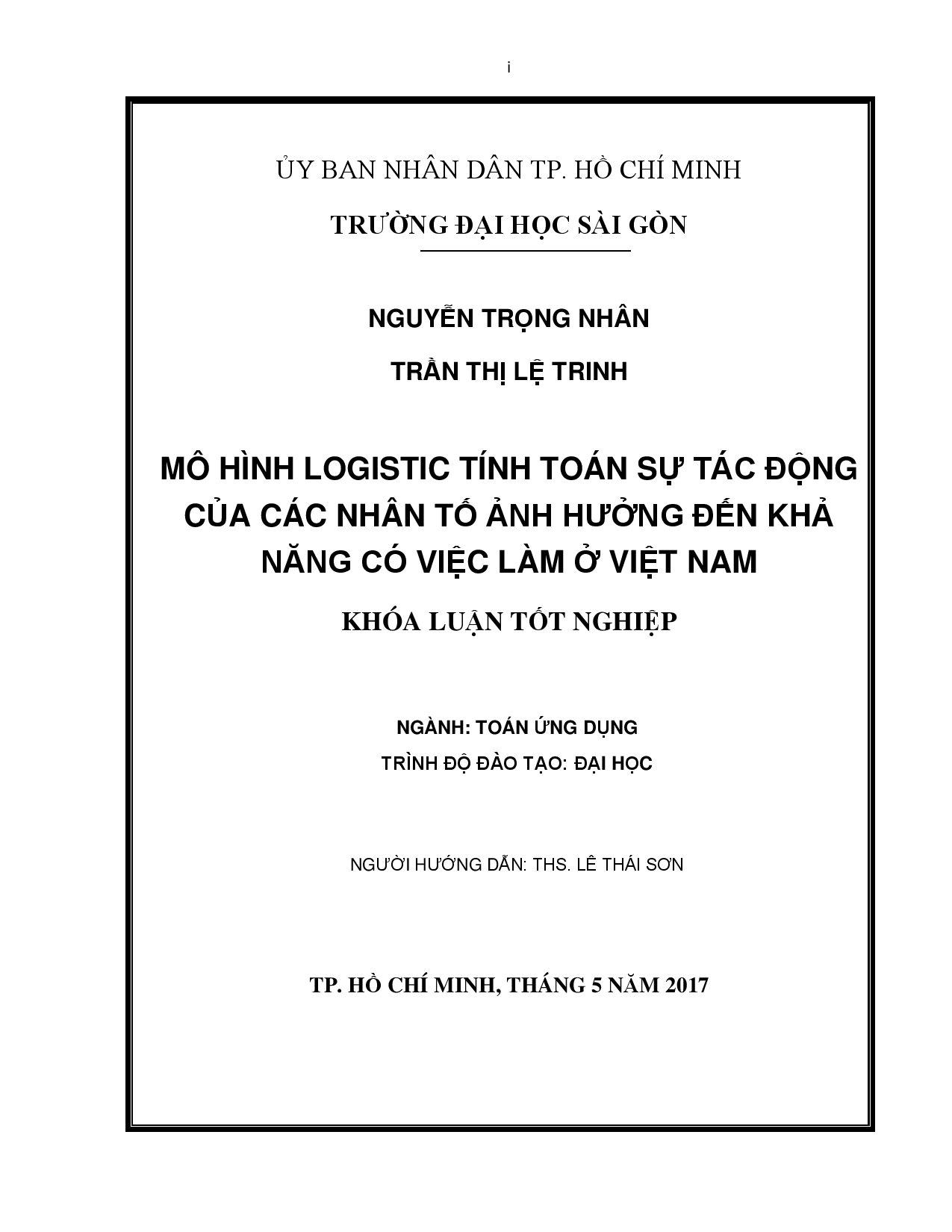 Mô hình logistic tính toán sự tác động của các nhân tố ảnh hưởng đến khả năng có việc làm ở Việt Nam  