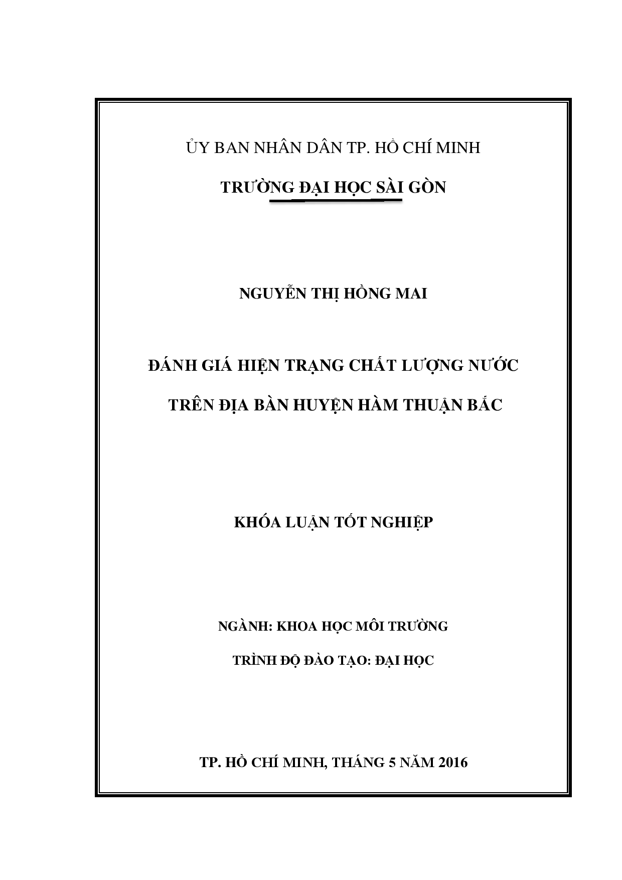 Đánh giá hiện trạng chất lượng nước trên địa bàn huyện Hàm Thuận Bắc  