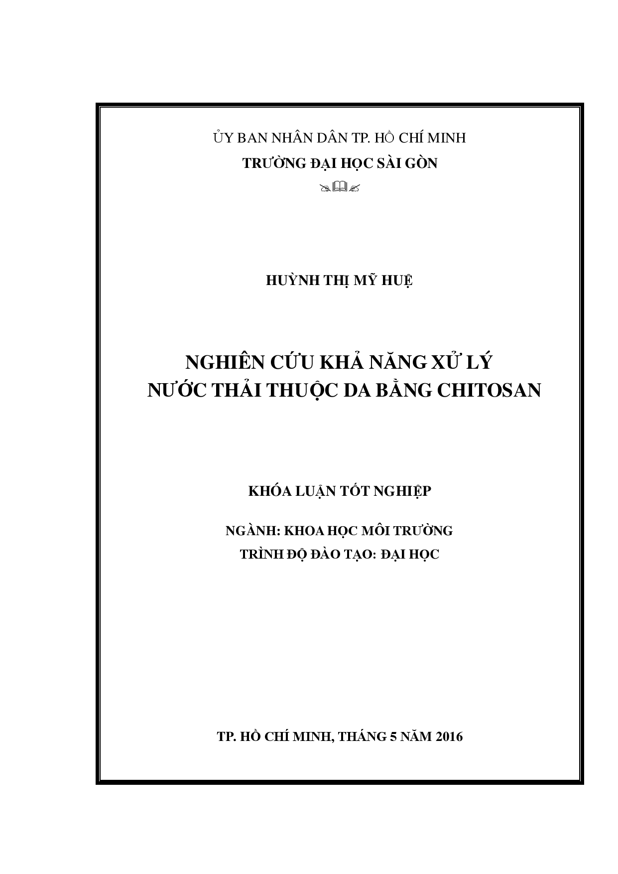 Nghiên cứu khả năng xử lý nước thải thuộc da bằng chitosan  