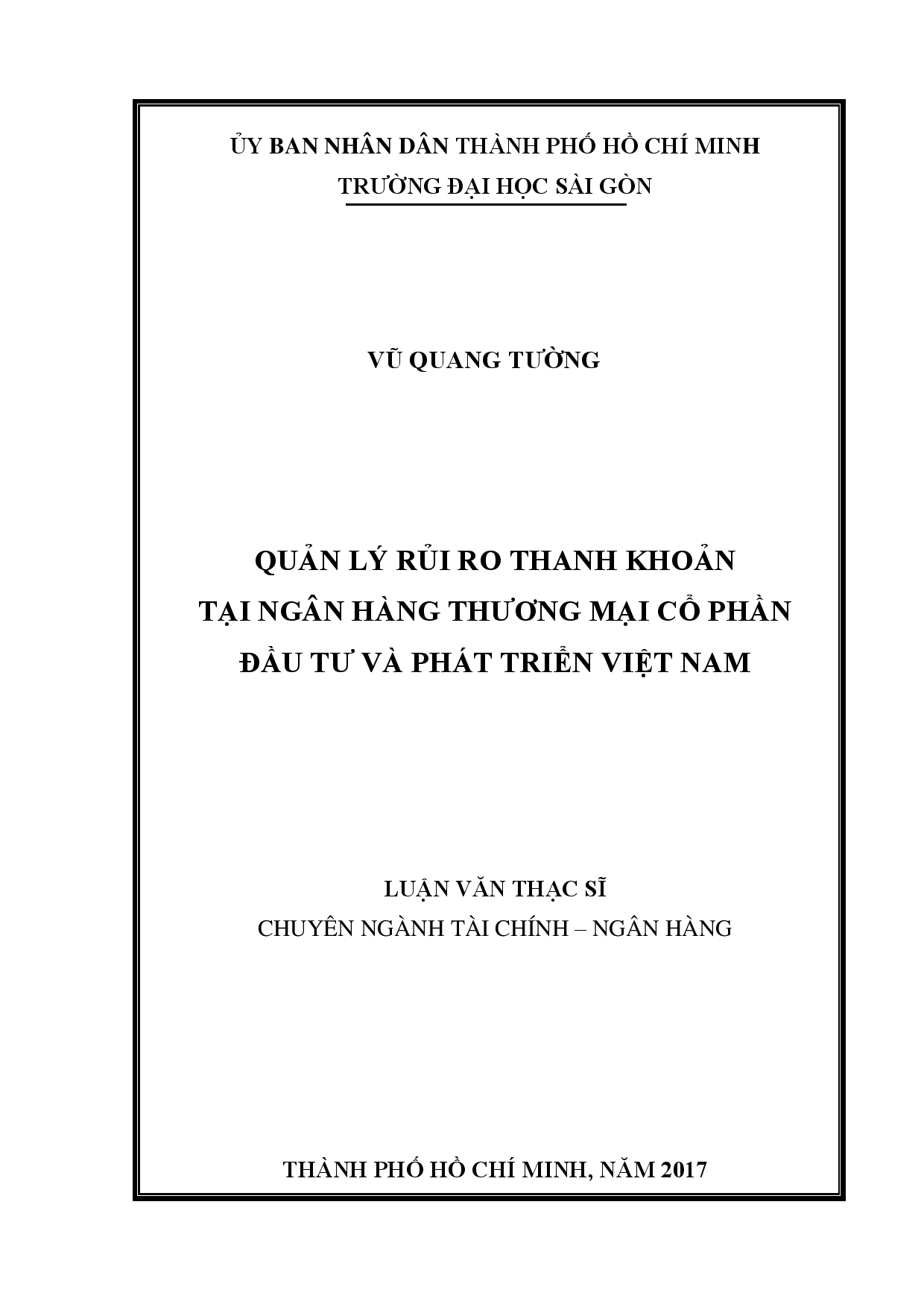 Quản lý rủi ro thanh khoản tại ngân hàng thương mại cổ phần đầu tư và phát triển Việt Nam  