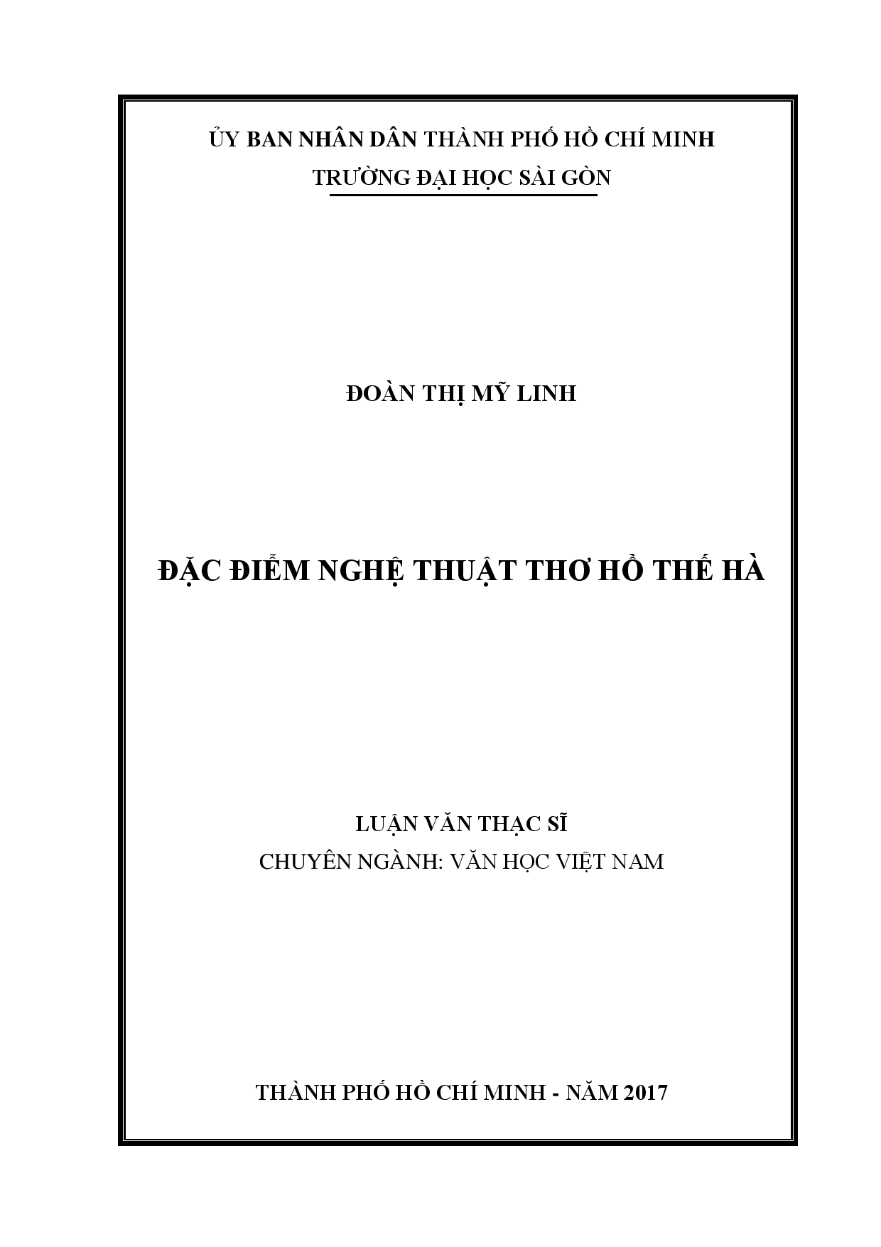 Đặc điểm nghệ thuật thơ Hồ Thế Hà  