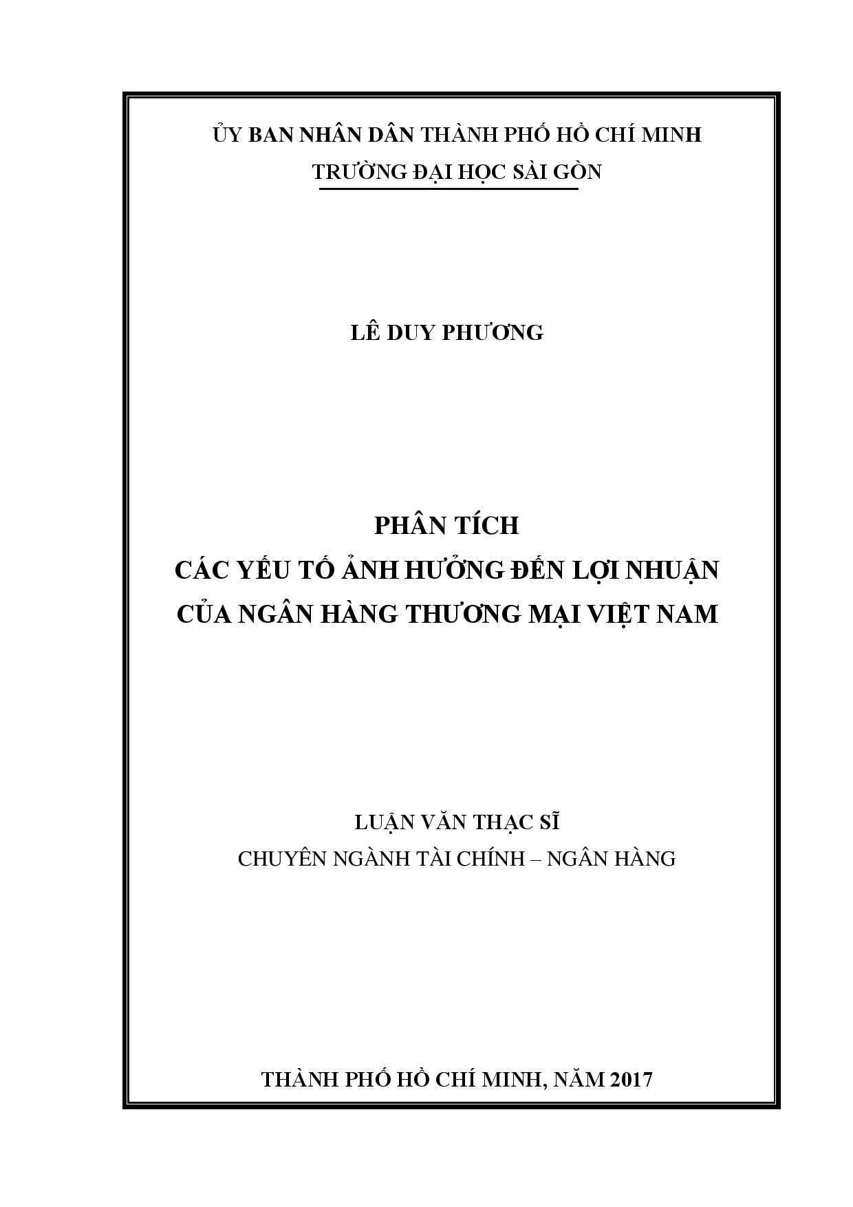 Phân tích các yếu tố ảnh hưởng đến lợi nhuận của ngân hàng thương mại cổ phần Việt Nam  