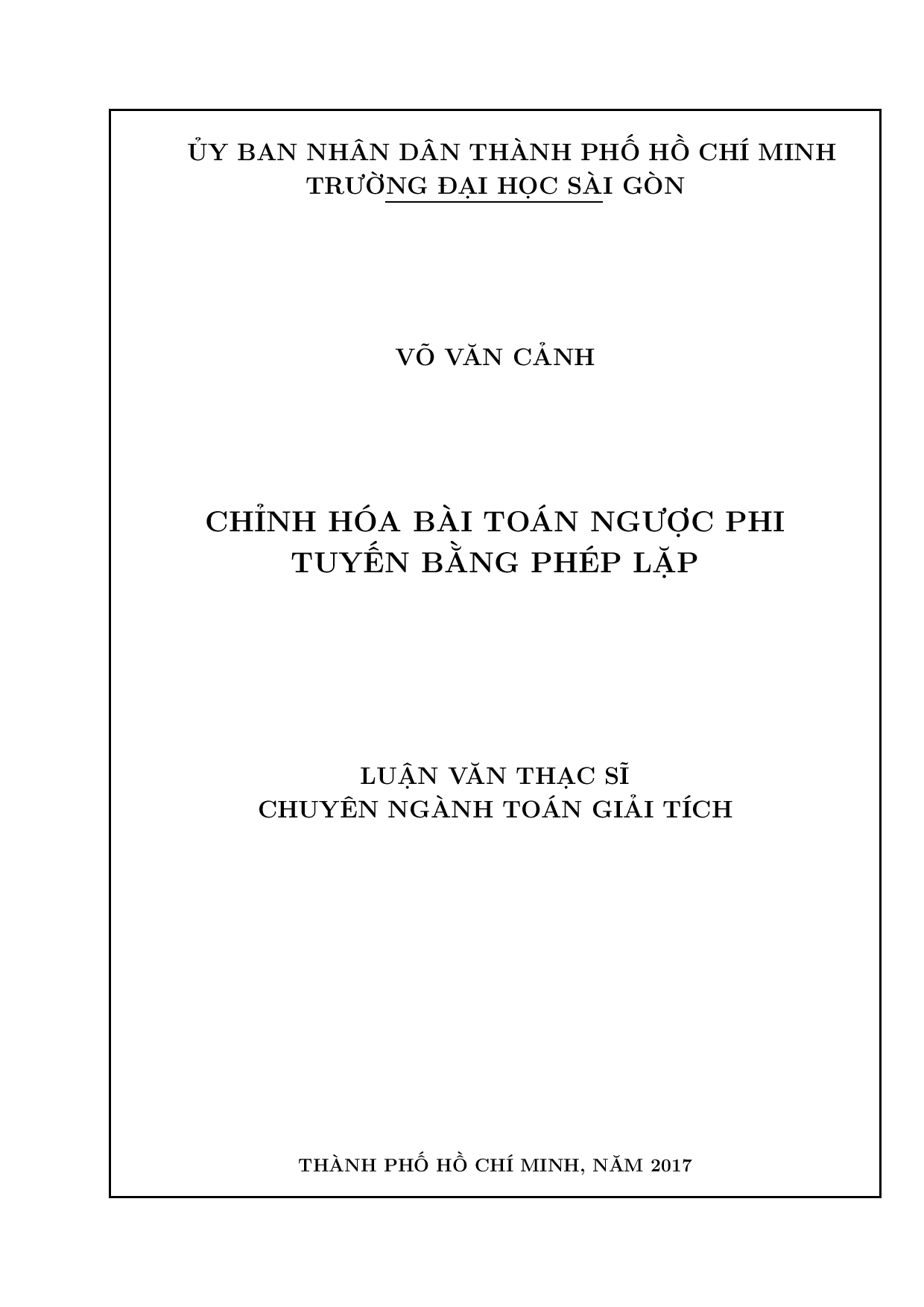 Chỉnh hóa bài toán ngược phi tuyến bằng phép lặp  