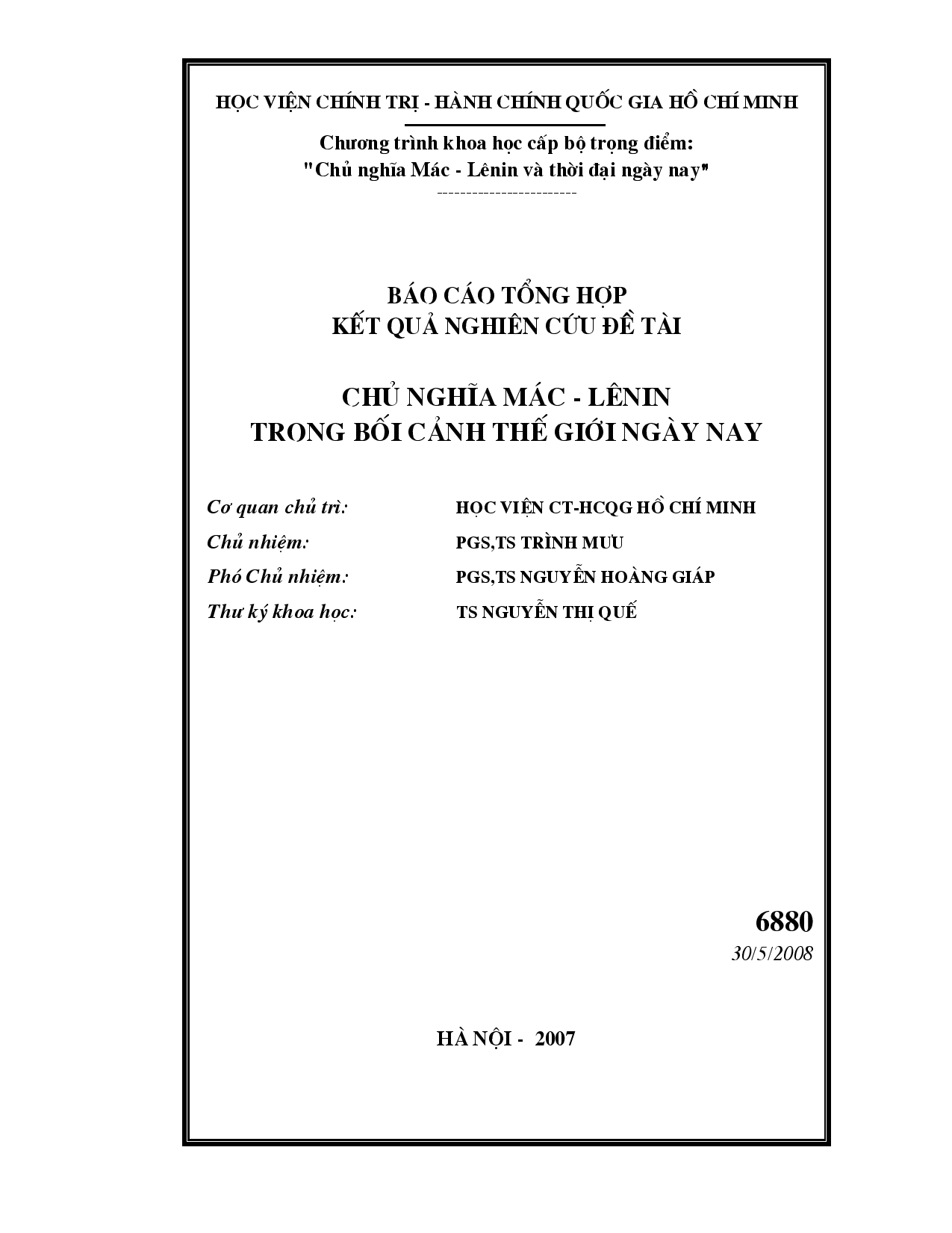 Chủ nghĩa Mác - Lênin trong bối cảnh thế giới ngày nay  