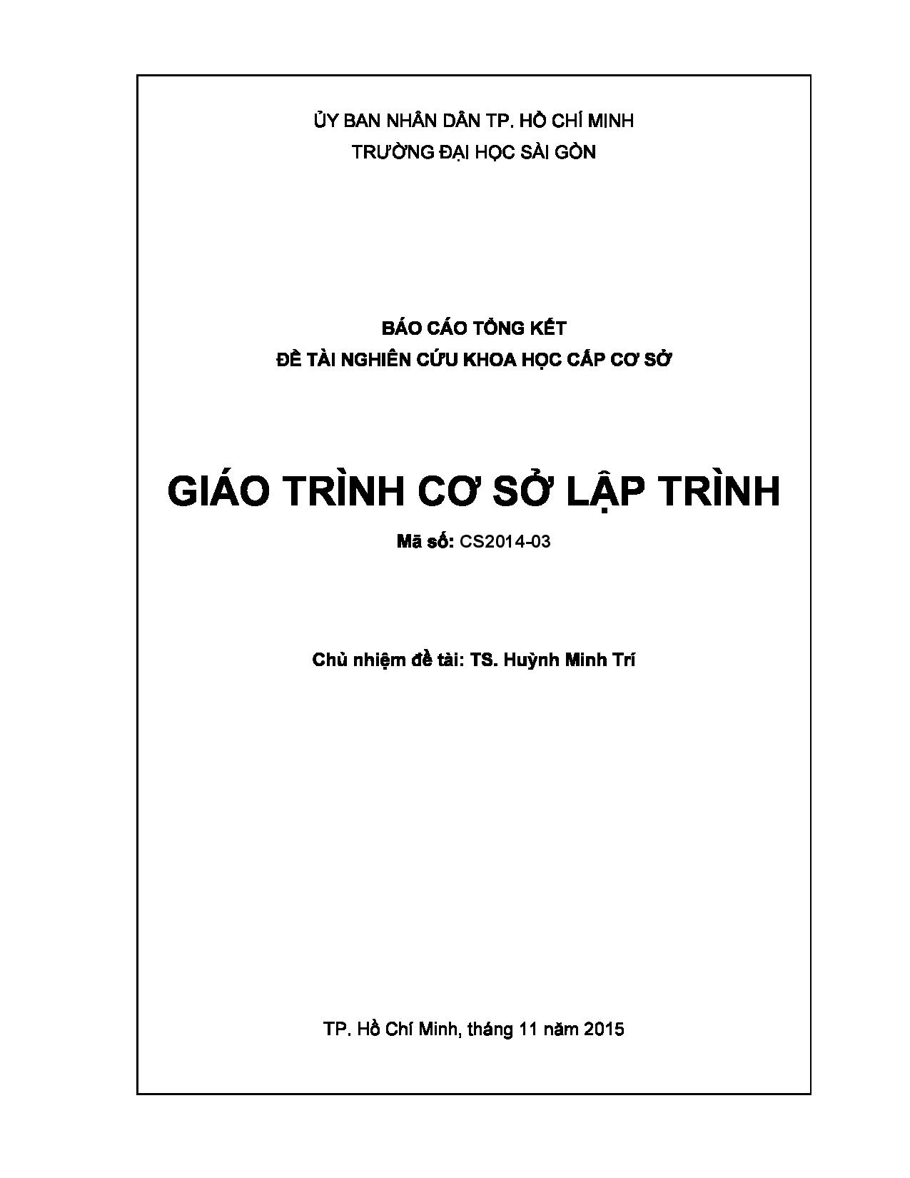 Giáo trình cơ sở lập trình  