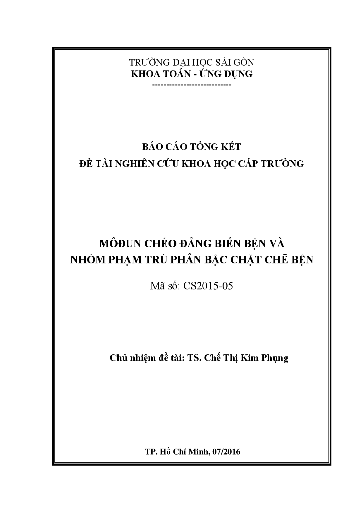 Mođun chéo đẳng biến bện và nhóm phạm trù phân bậc chặt chẽ bện  