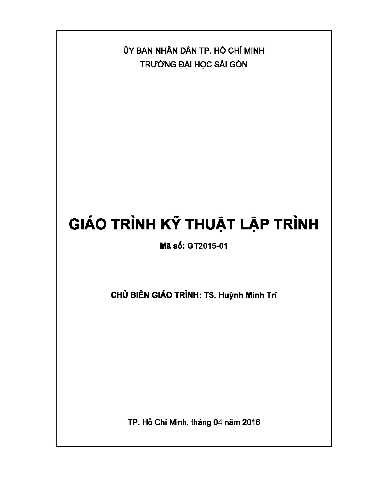 Giáo trình kỹ thuật lập trình  