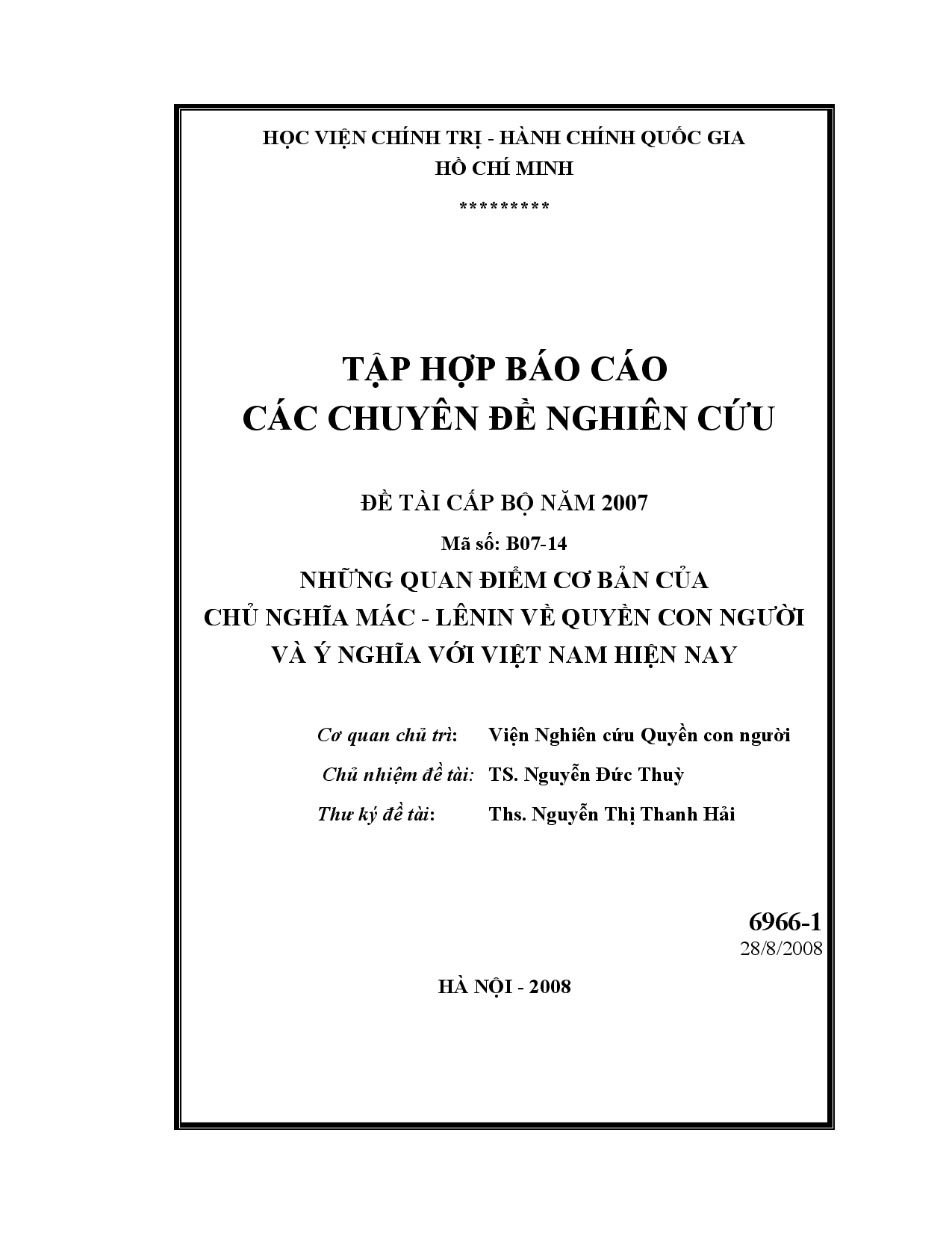 Những quan điểm cơ bản của chủ nghĩa Mác - Lênin về quyền con người và ý nghĩa với Việt Nam hiện nay  