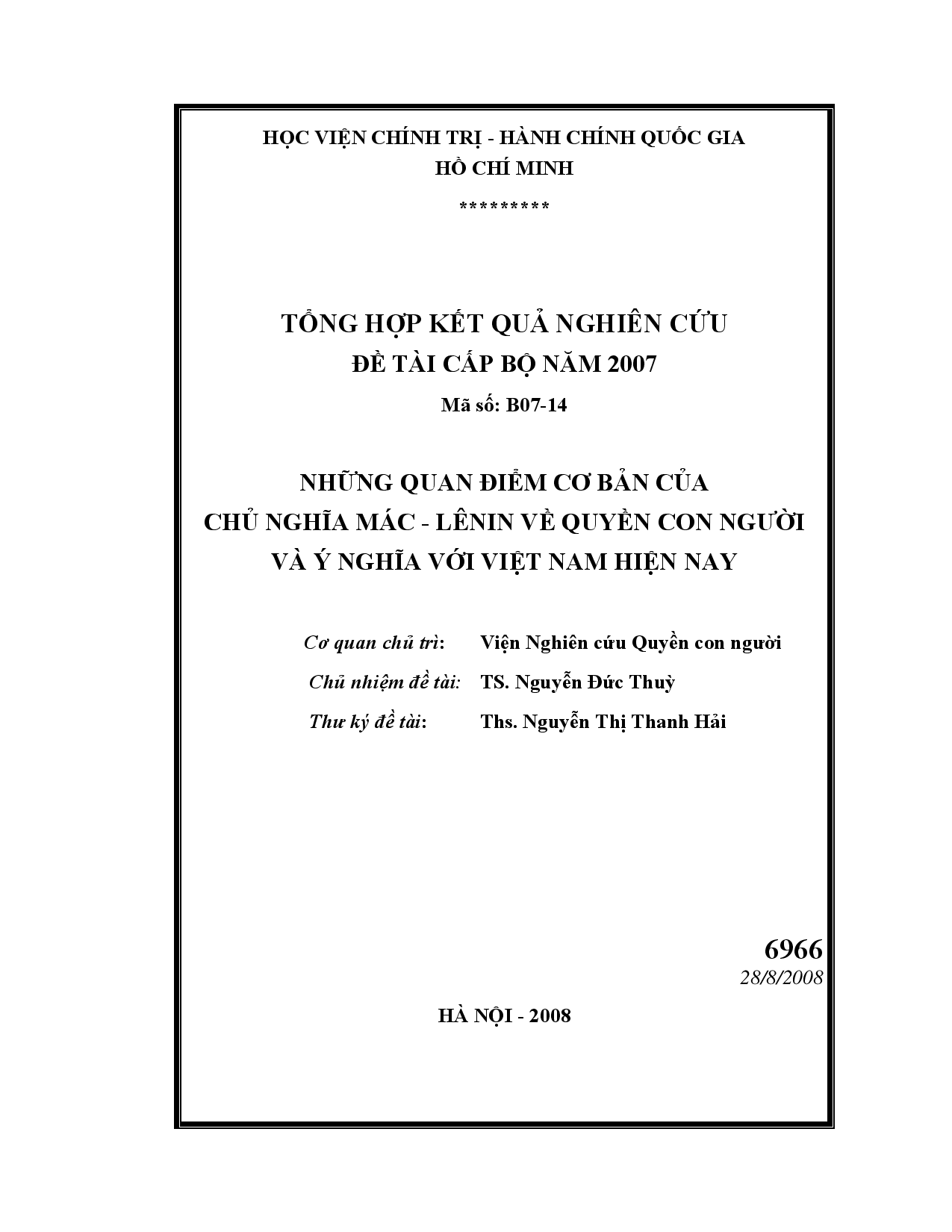 Những quan điểm cơ bản của chủ nghĩa Mác - Lênin về quyền con người và ý nghĩa với Việt Nam hiện nay  