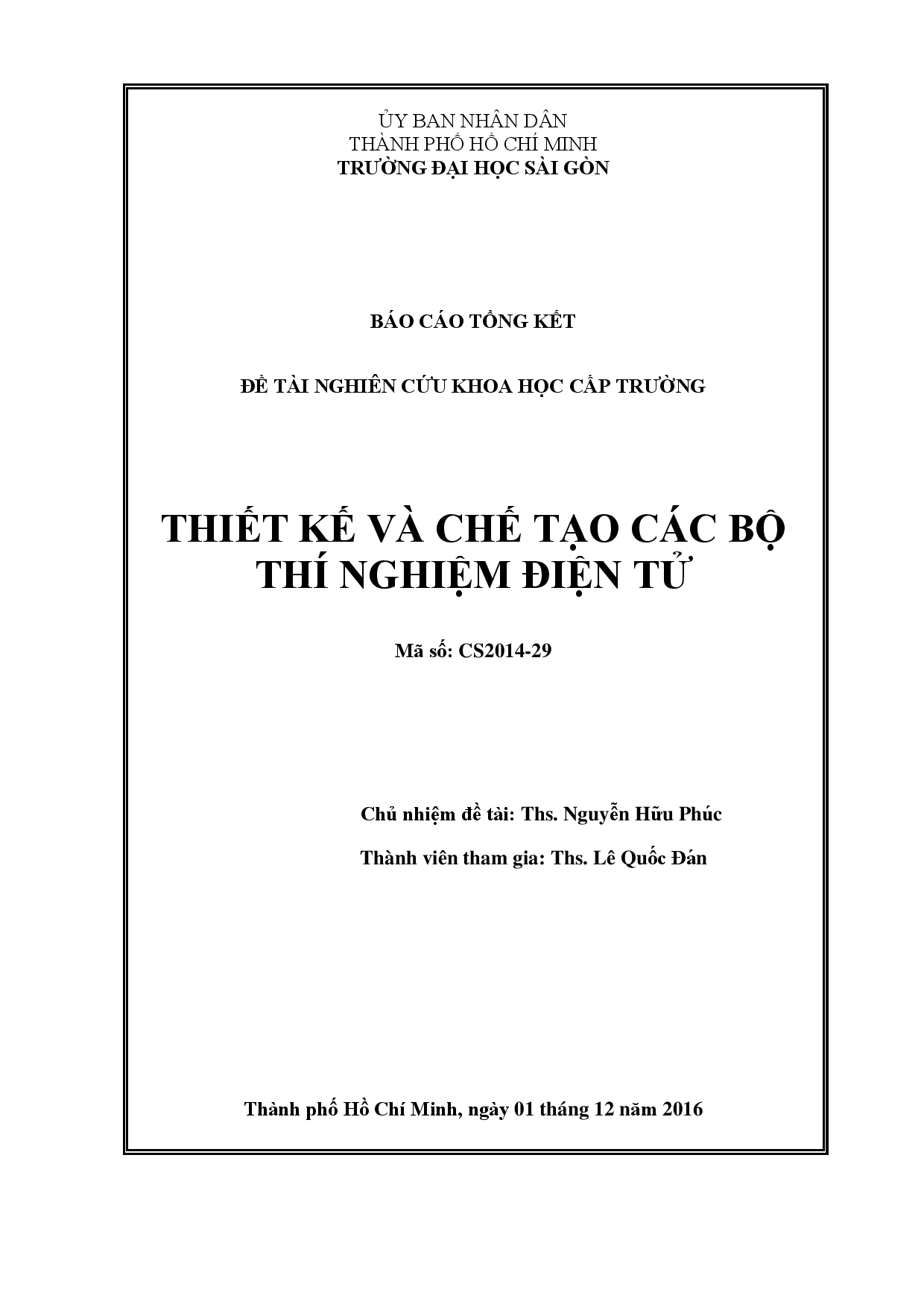 Thiết kế và chế tạo các bộ thí nghiệm điện tử  