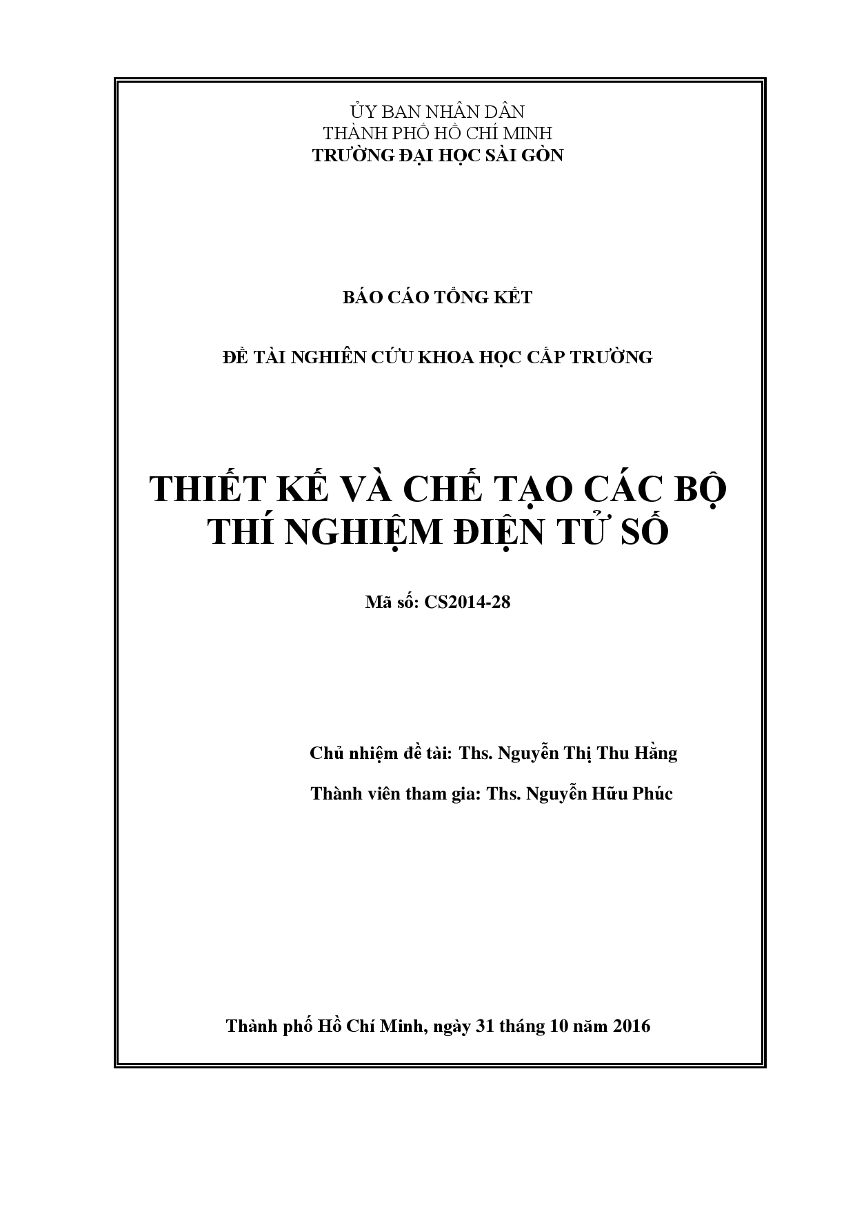 Thiết kế và chế tạo các bộ thí nghiệm điện tử số  