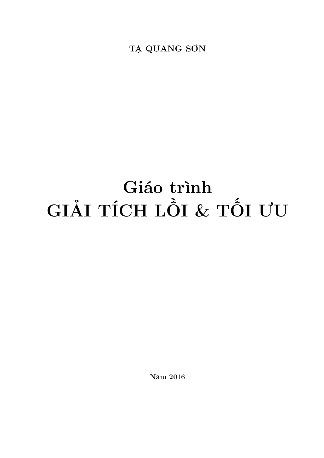 Giáo trình giải tích lồi và tối ưu  