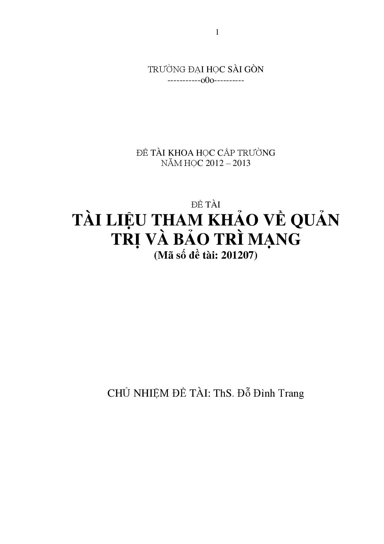 Tài liệu tham khảo về quản trị và bảo trì mạng  